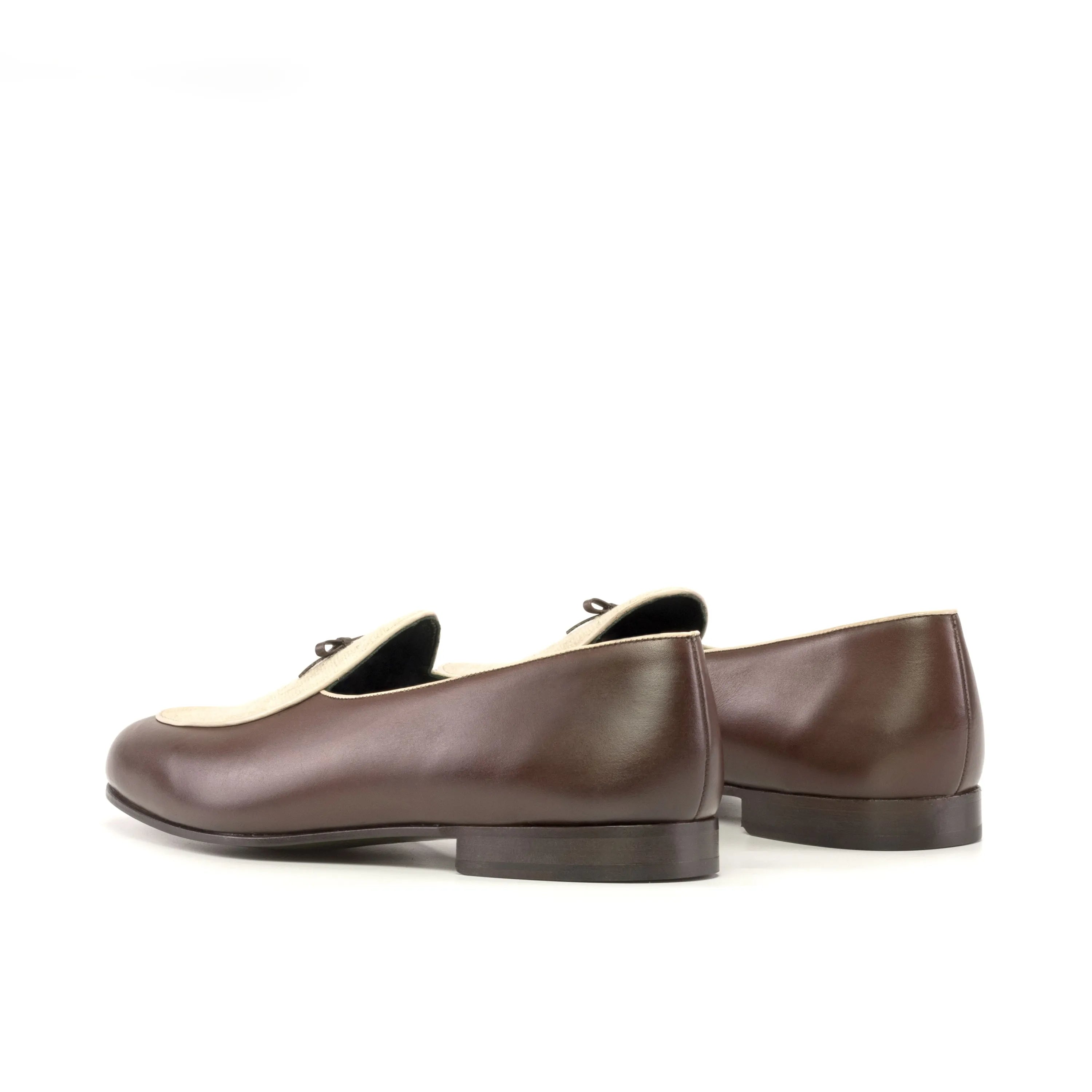 Fardoz Belgian slipper two-tone leather loafers back view