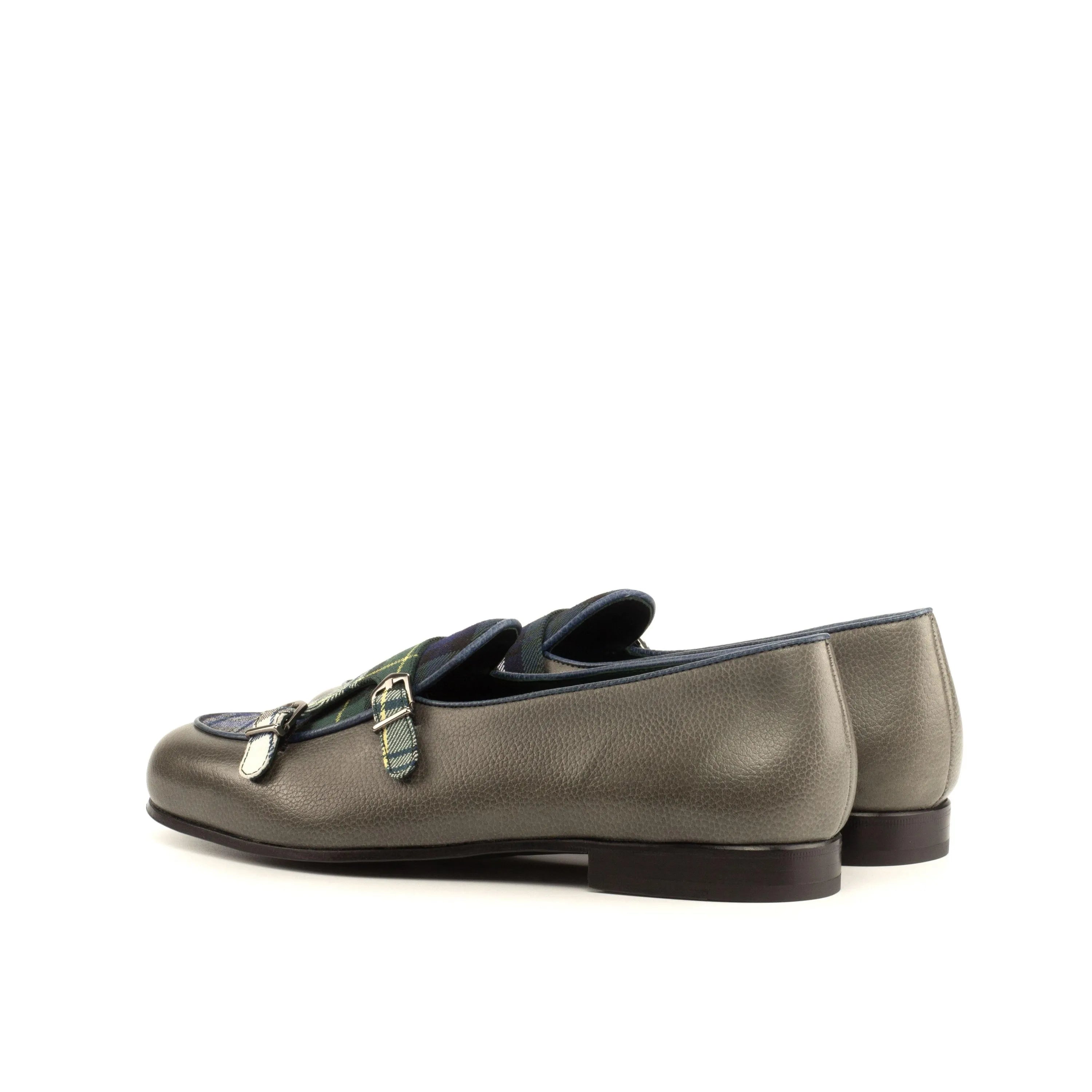 Gray leather Forest Monk Slipper II double monk strap shoes