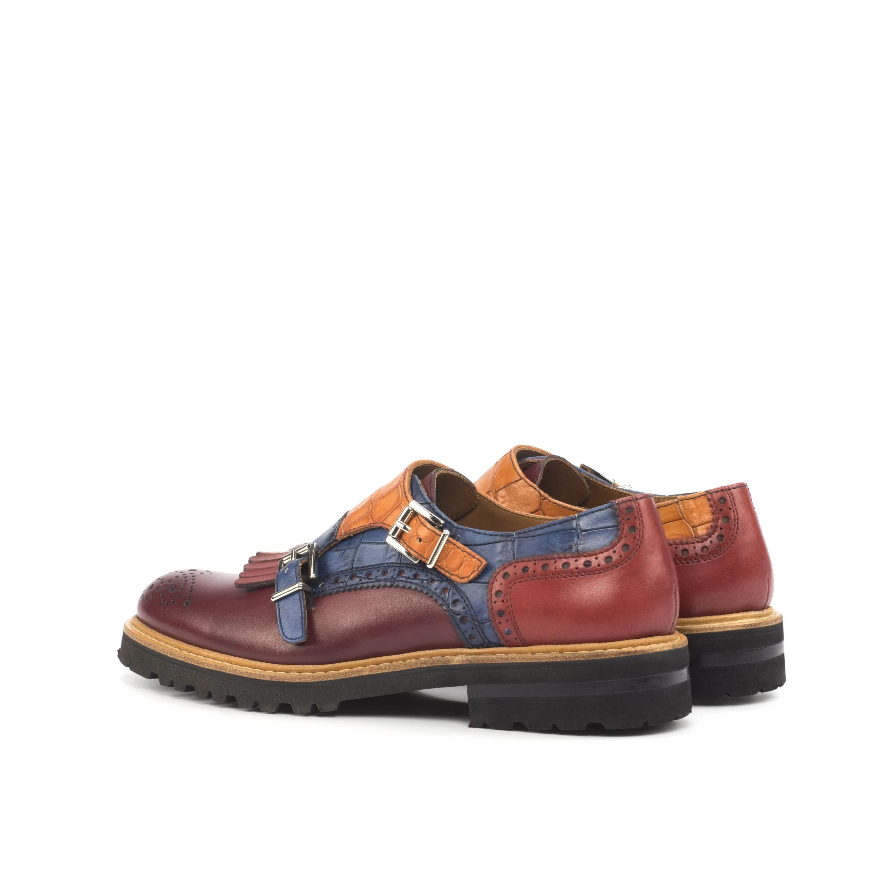 Franka Kiltie unisex monk strap shoes in multi-colored leather