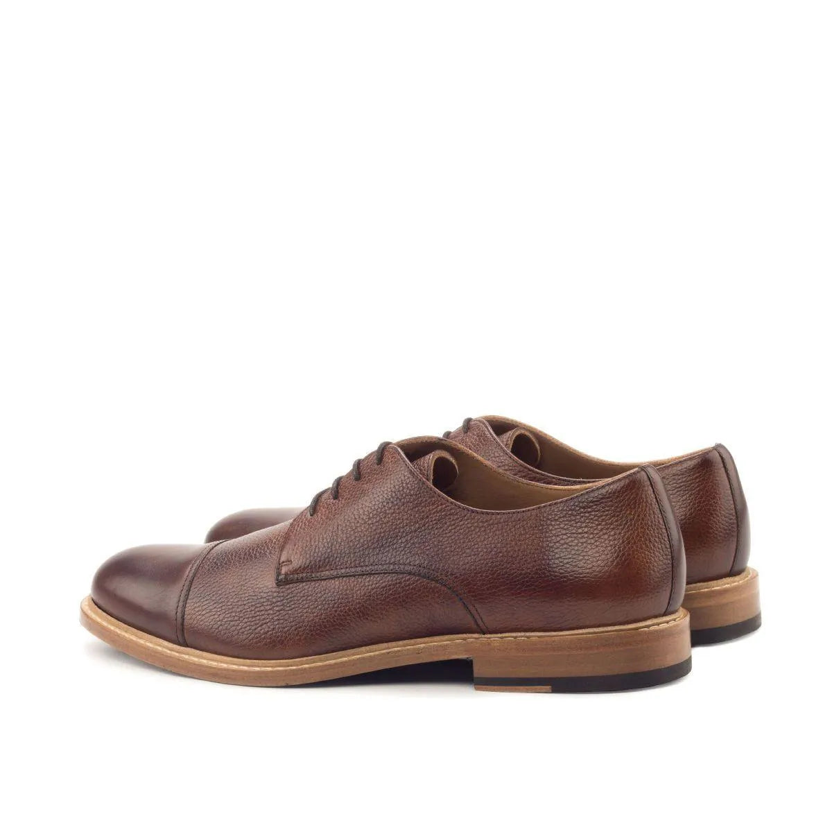 Gavins derby shoes in brown leather patina split toe design