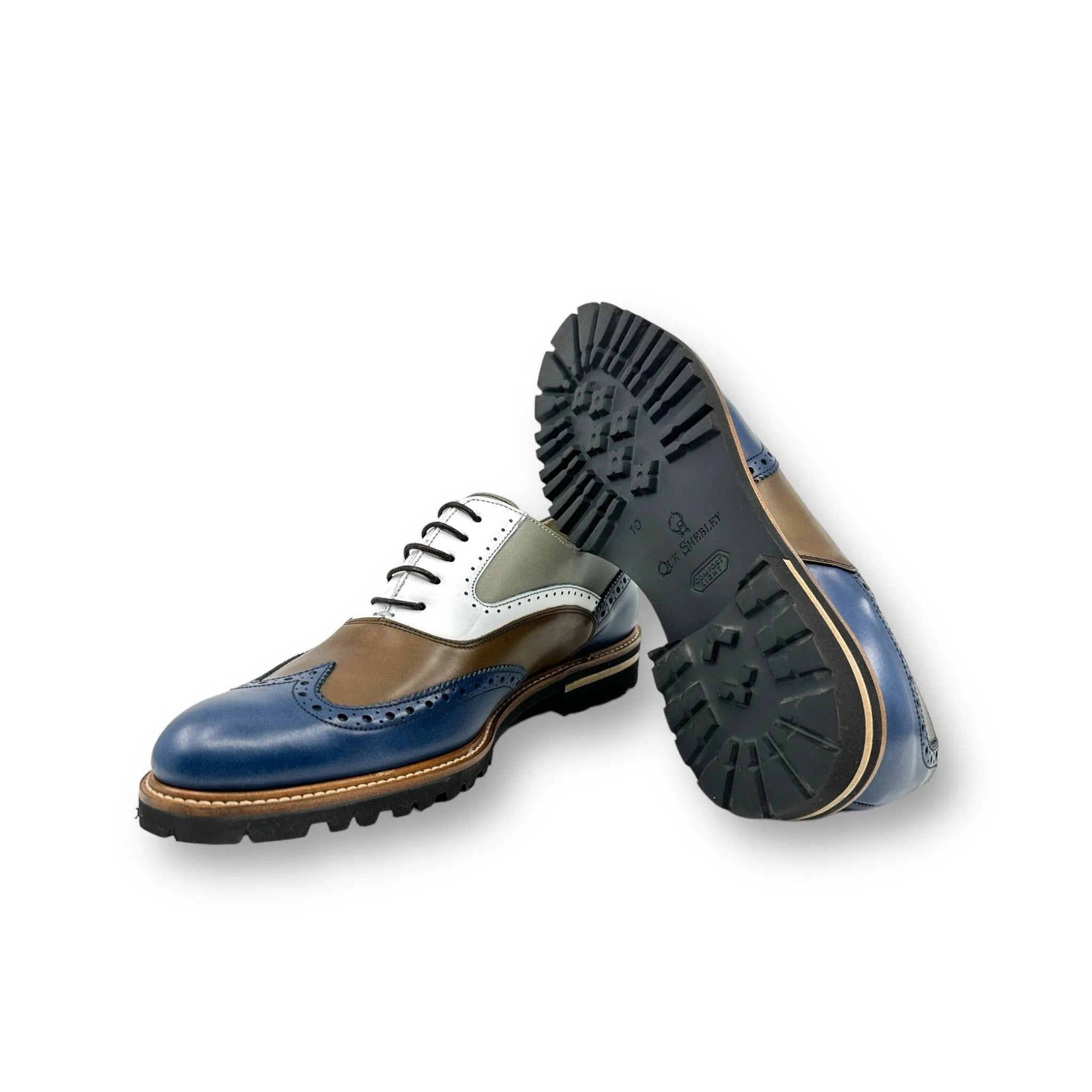 Multi-colored painted Italian calf brogue shoes, Gaya Unisex Full Brogue Shoes II
