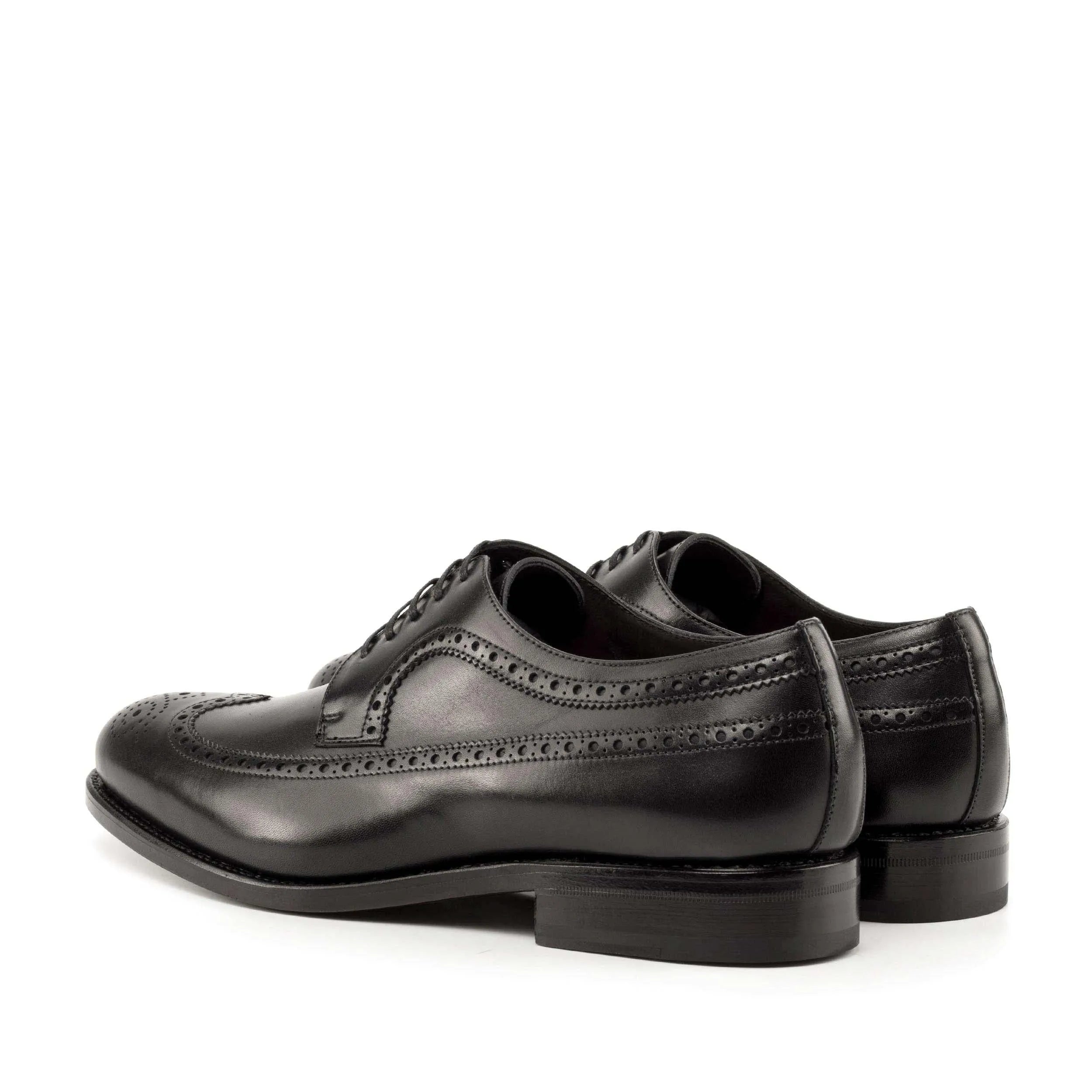 Pair of black leather General Longwing Blucher shoes