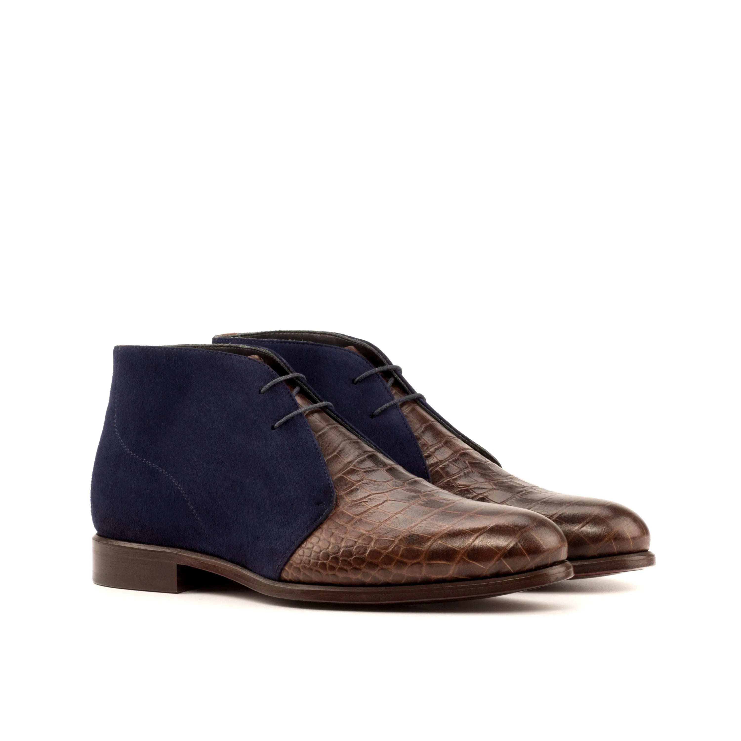 Geovano chukka boots in two-tone leather and suede