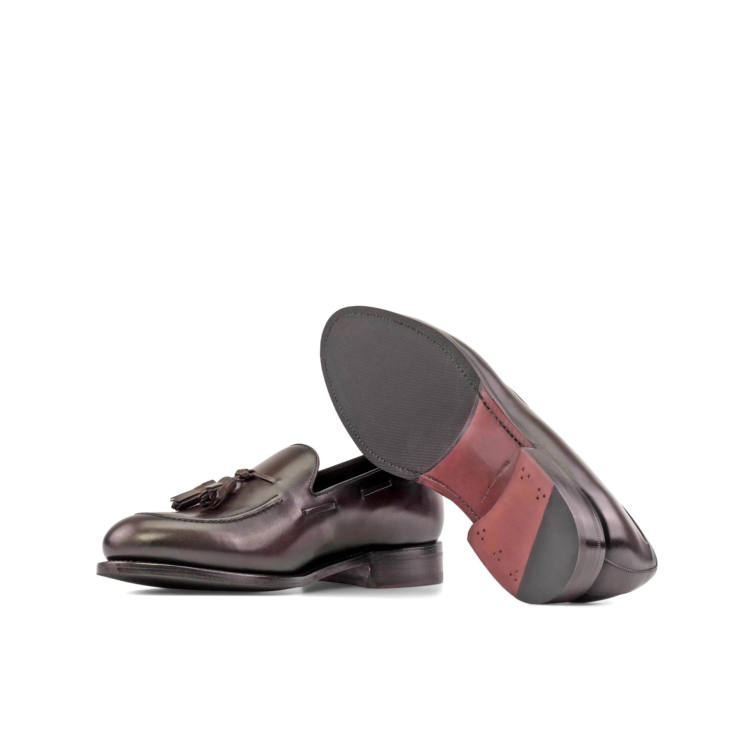 Pair of brown leather tassel Giosue loafers