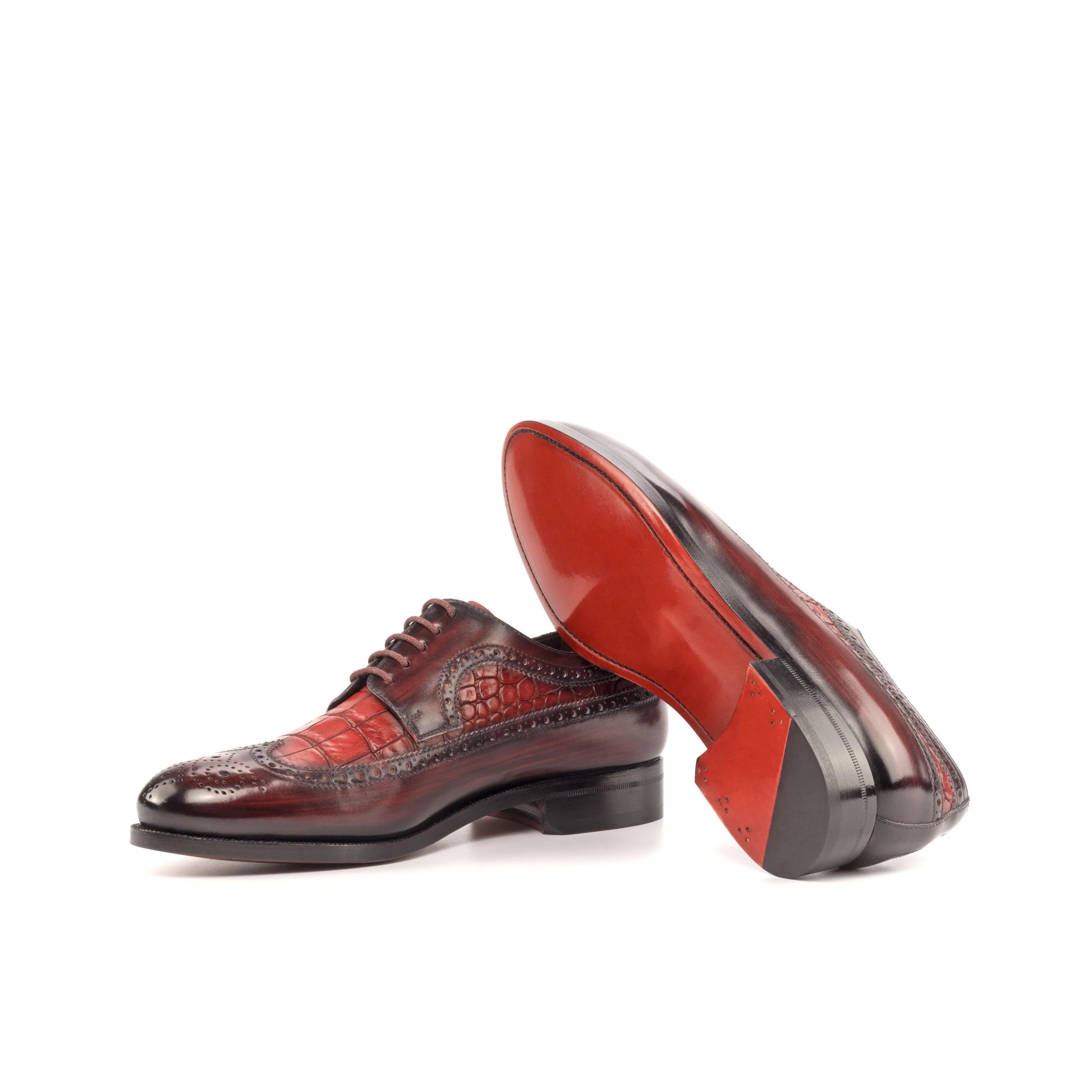 Givanios patina longwing blucher burgundy leather dress shoes