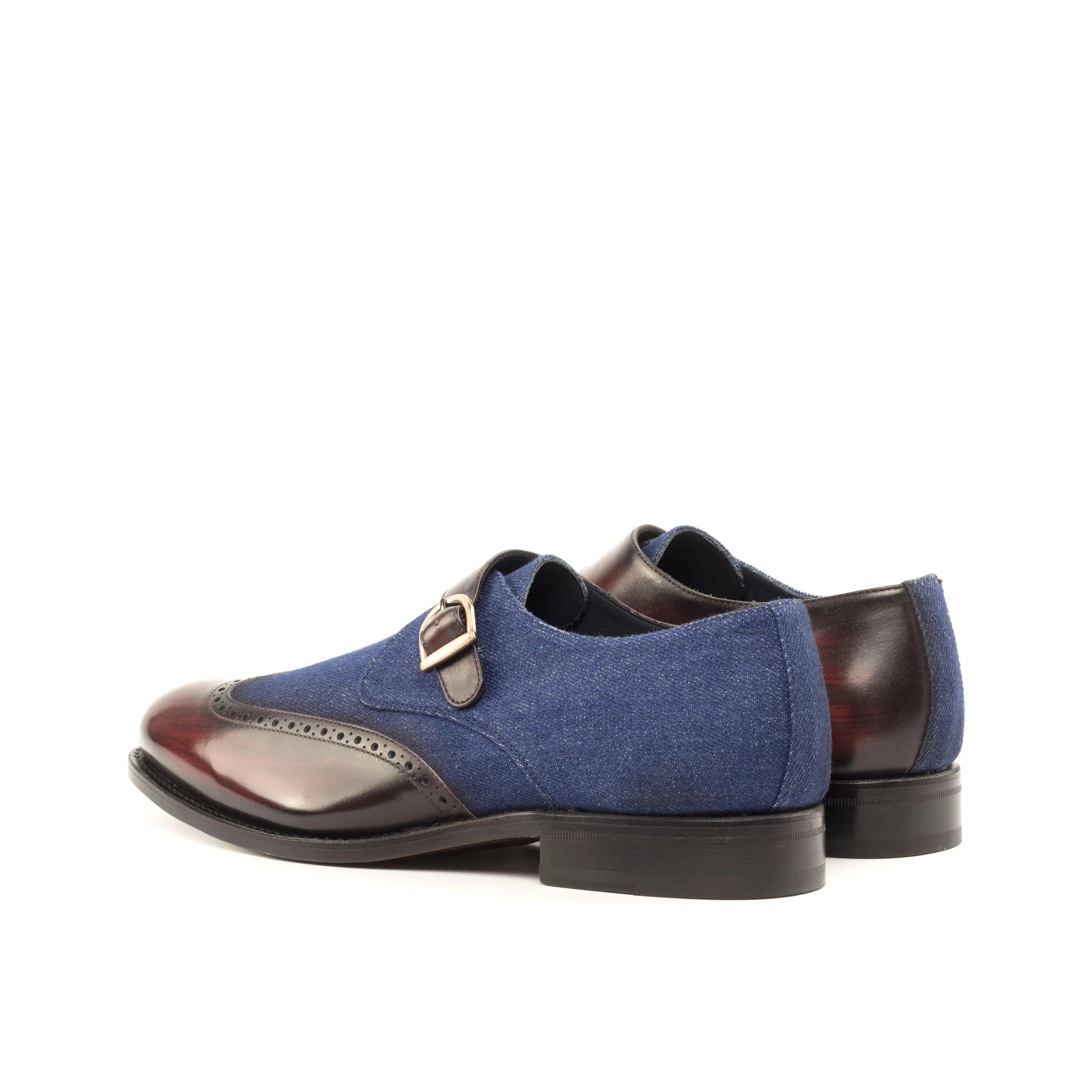 Givario II single monk patina shoes in two-toned monk strap design