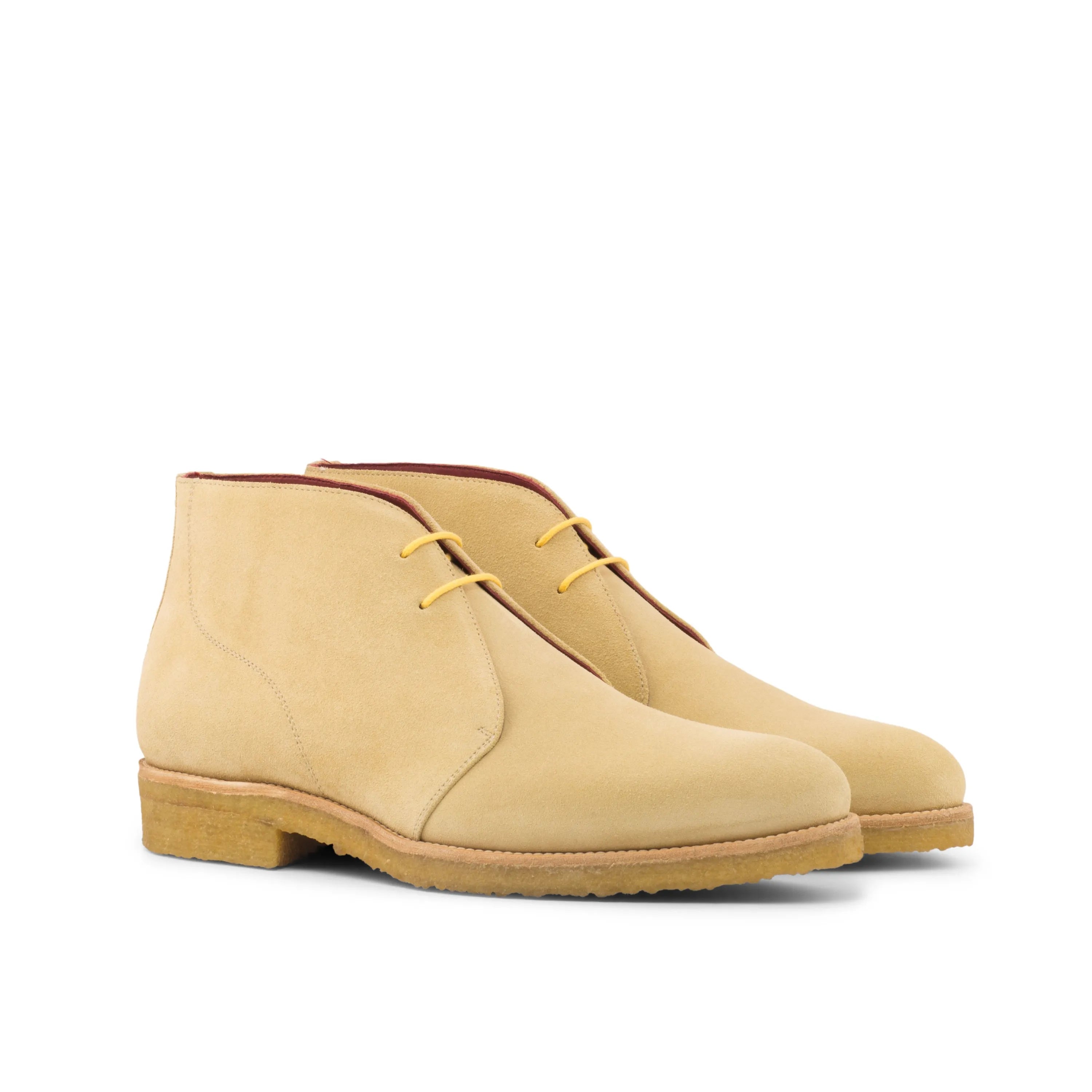 Gmar chukka boots in beige suede, back view