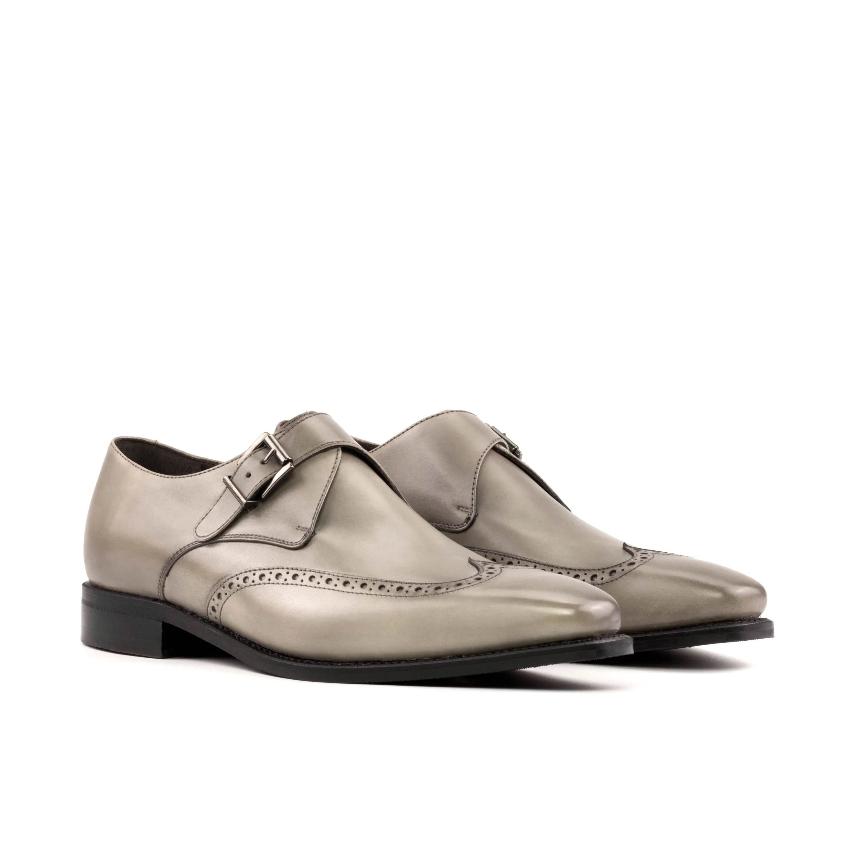 Godfry Single Monk gray leather monk strap dress shoes