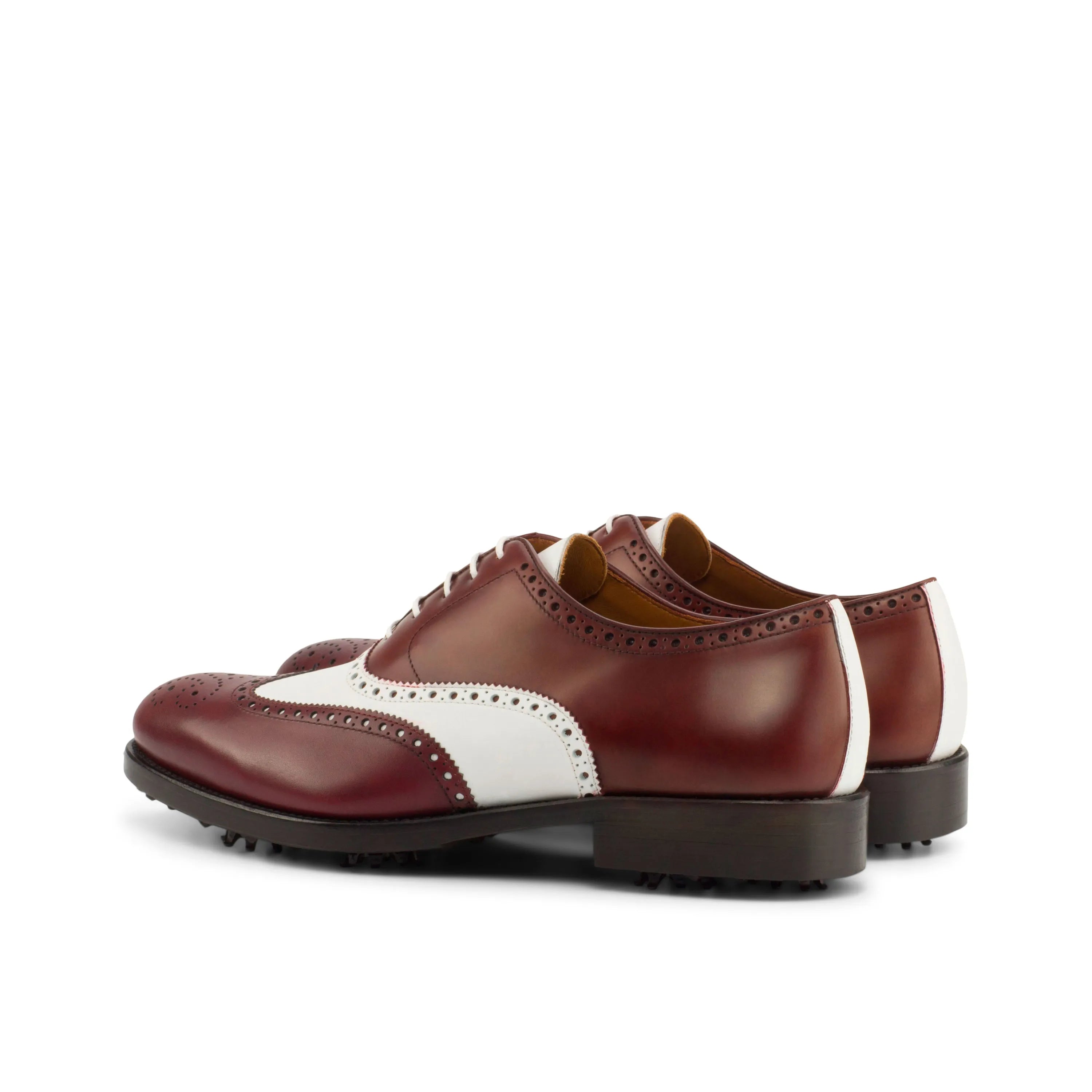 Burgundy and white GoLong Full Brogue golf shoes II wingtips