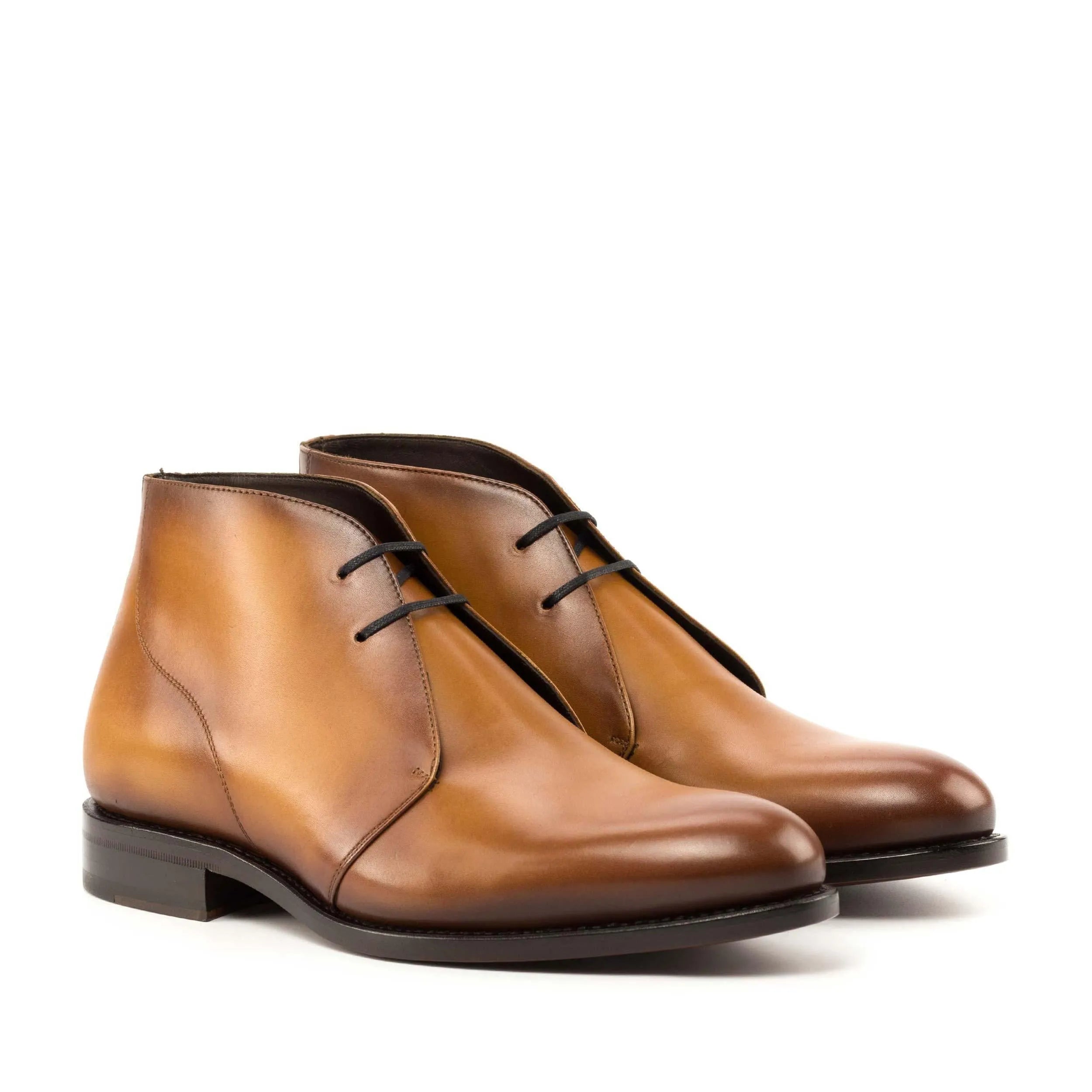 Hammond Chukka Boots II in cognac box calf with rounded toe