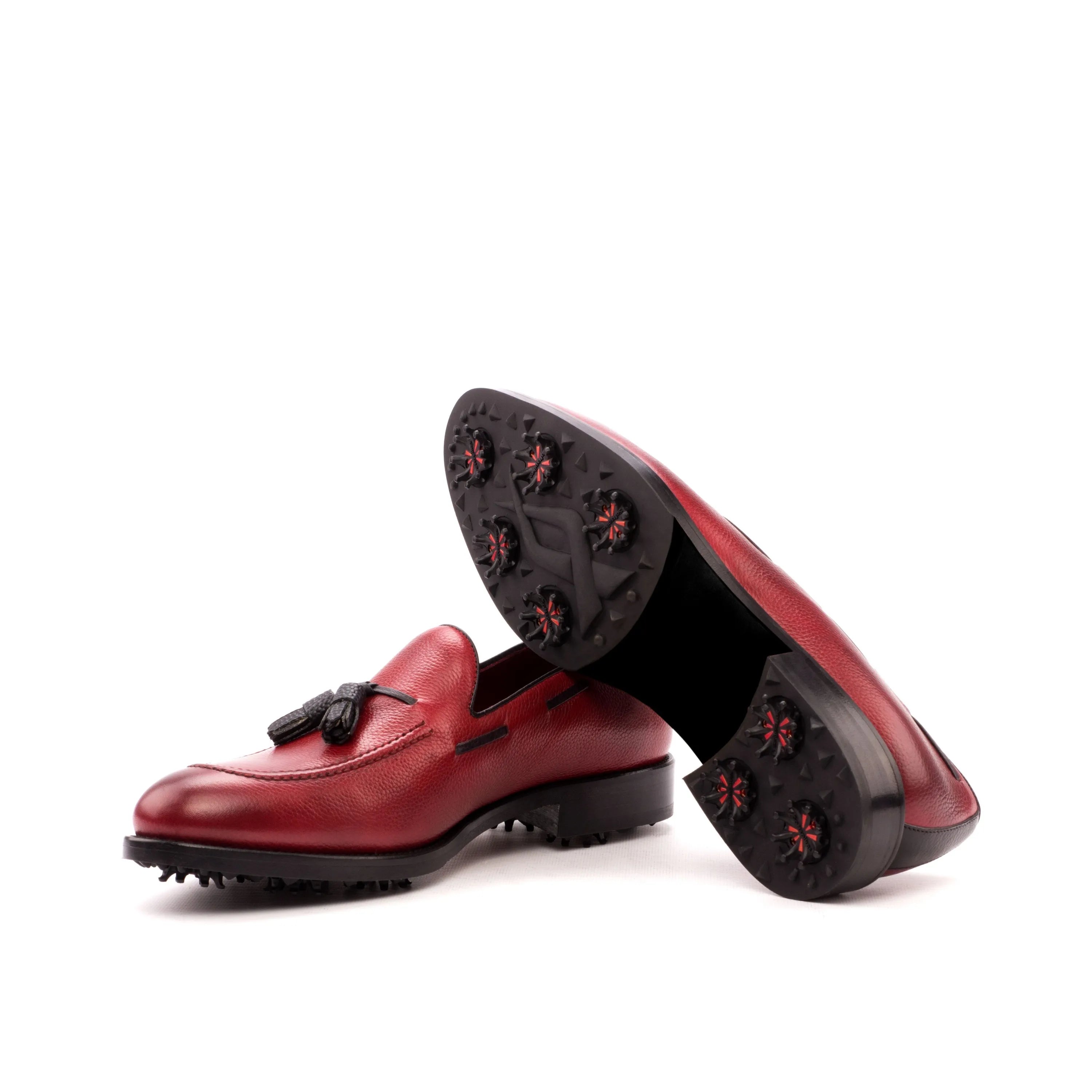 Burgundy red calf leather Harbor loafer golf shoes II back view