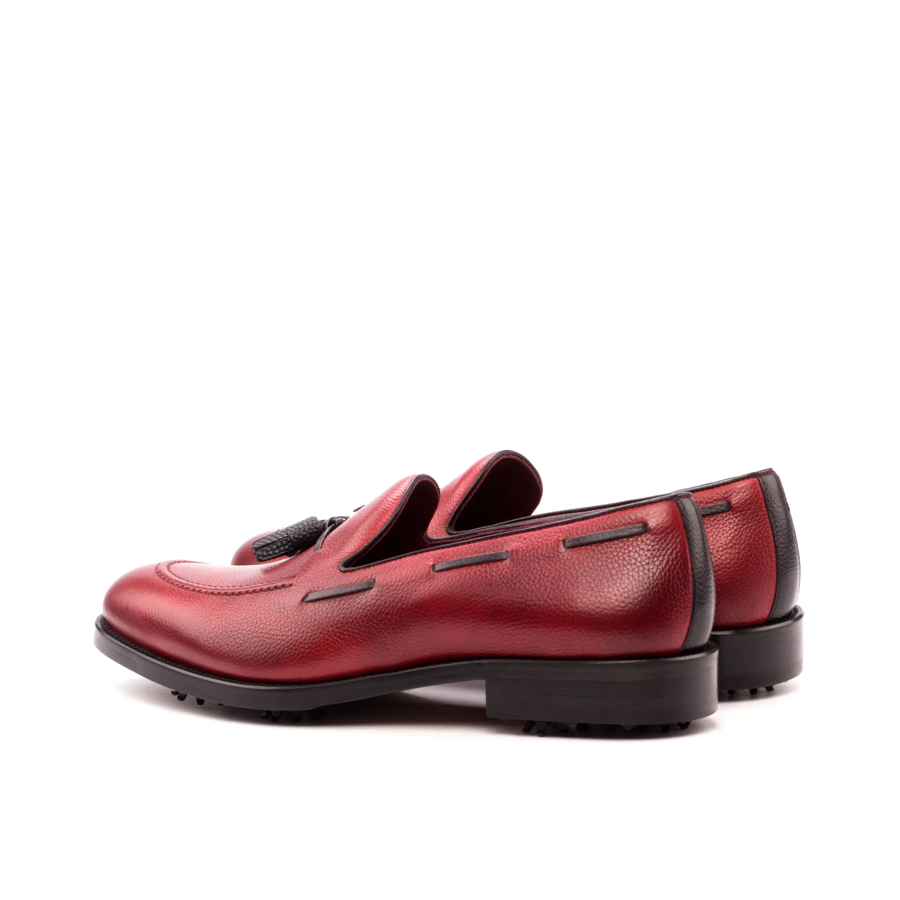 Burgundy red calf leather Harbor loafer golf shoes II tassel loafers