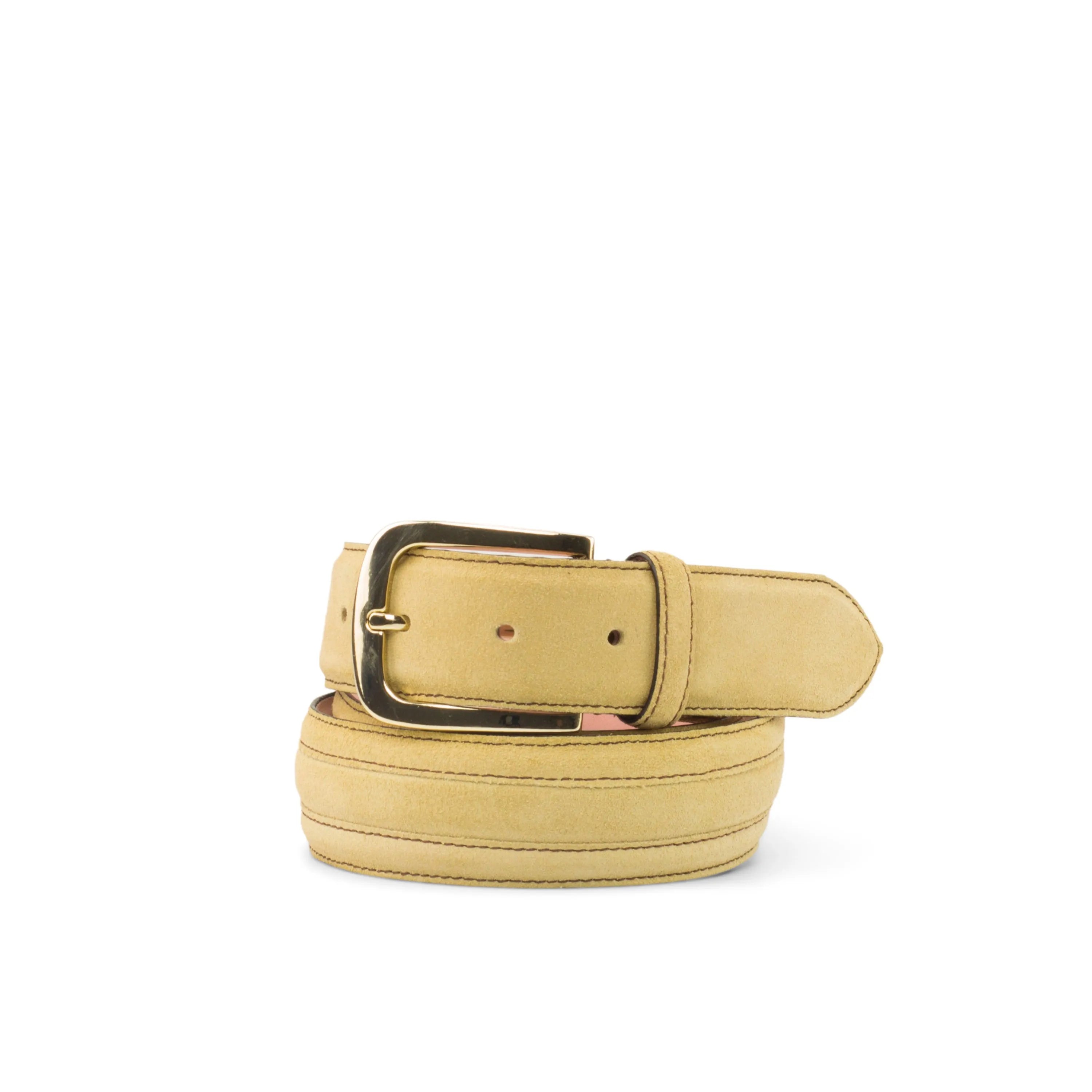 Hinto Venice belt in beige leather with gold buckle