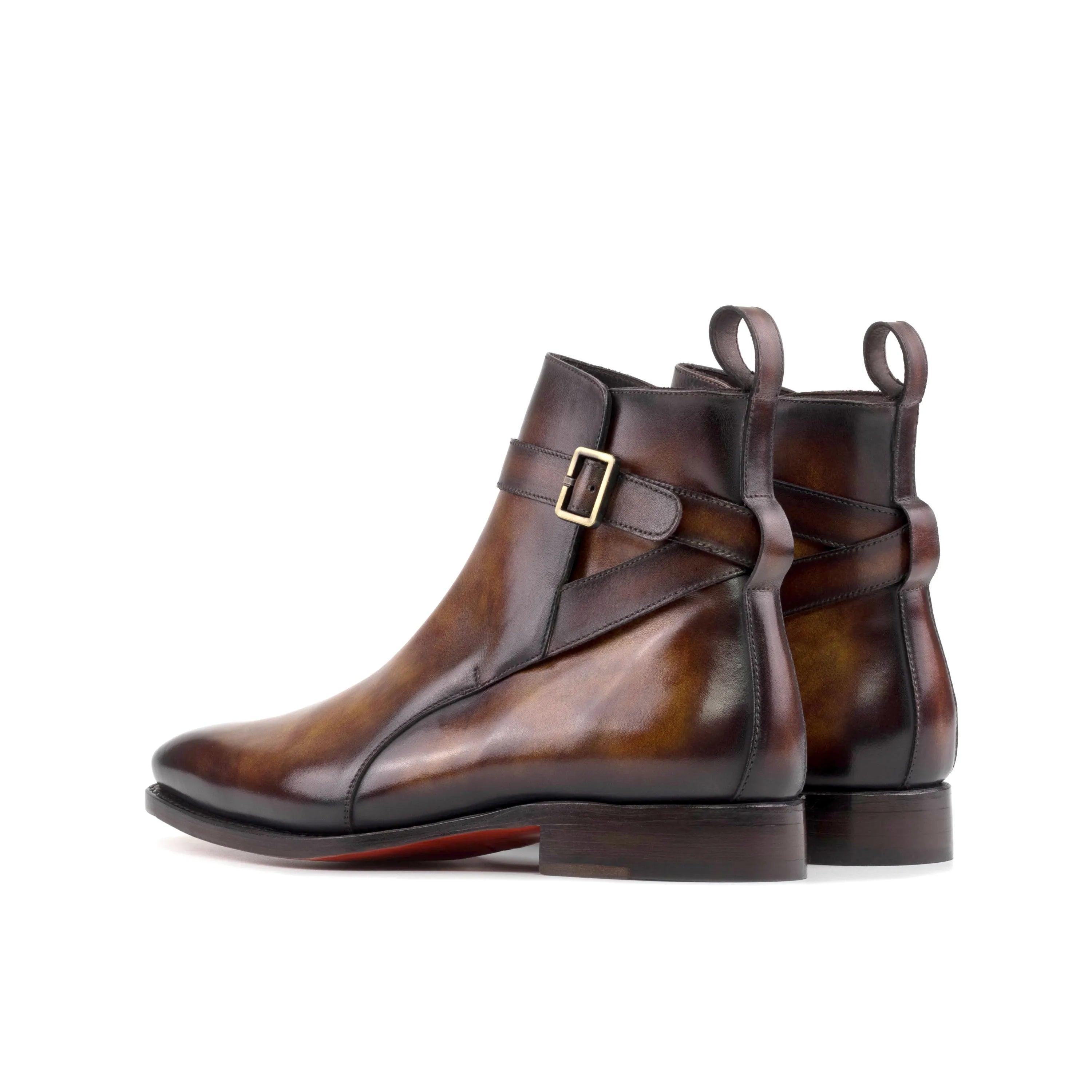 Brown leather Horizon Patina Jodhpur boots with ankle buckle