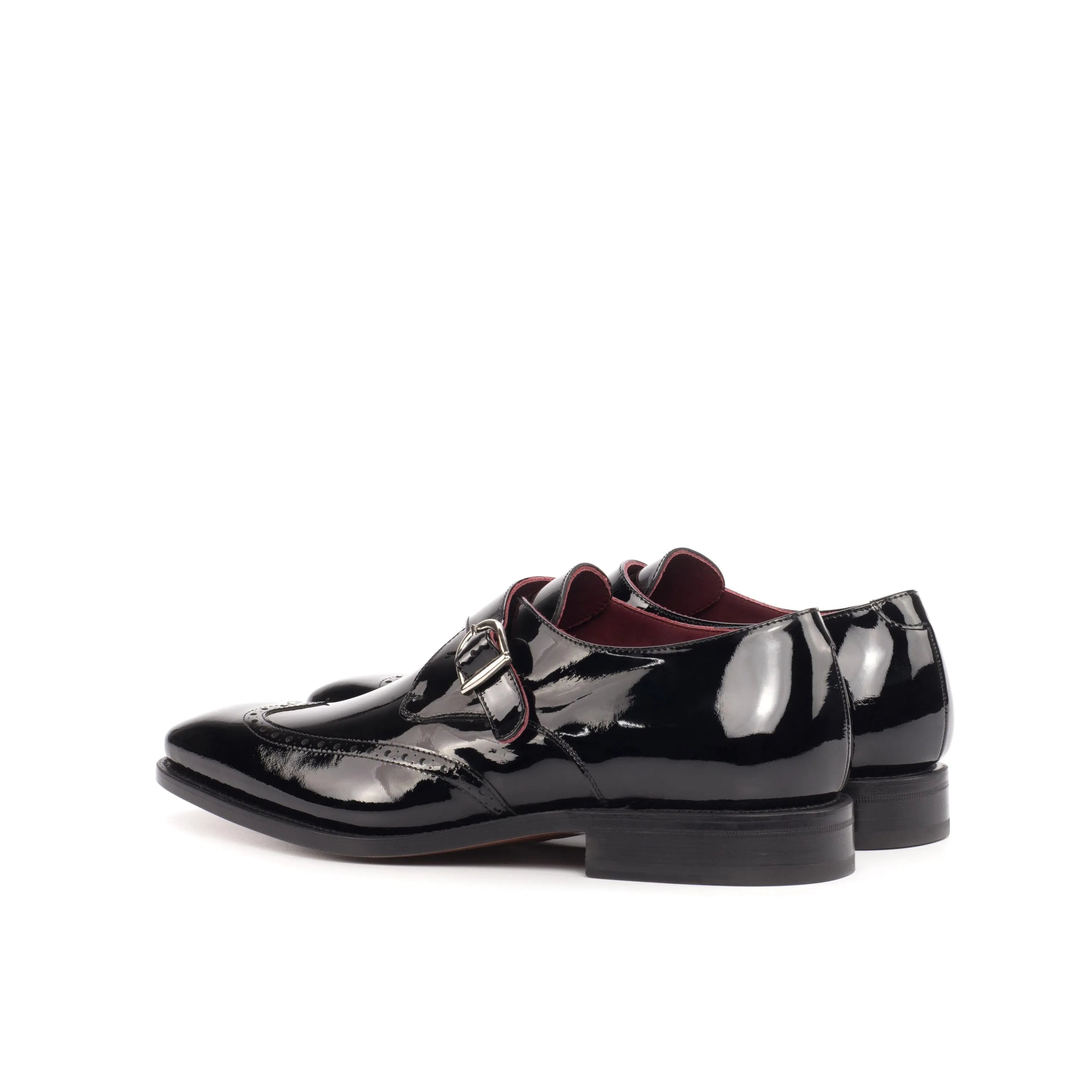 Hugh single monk shoes: shiny black leather pair