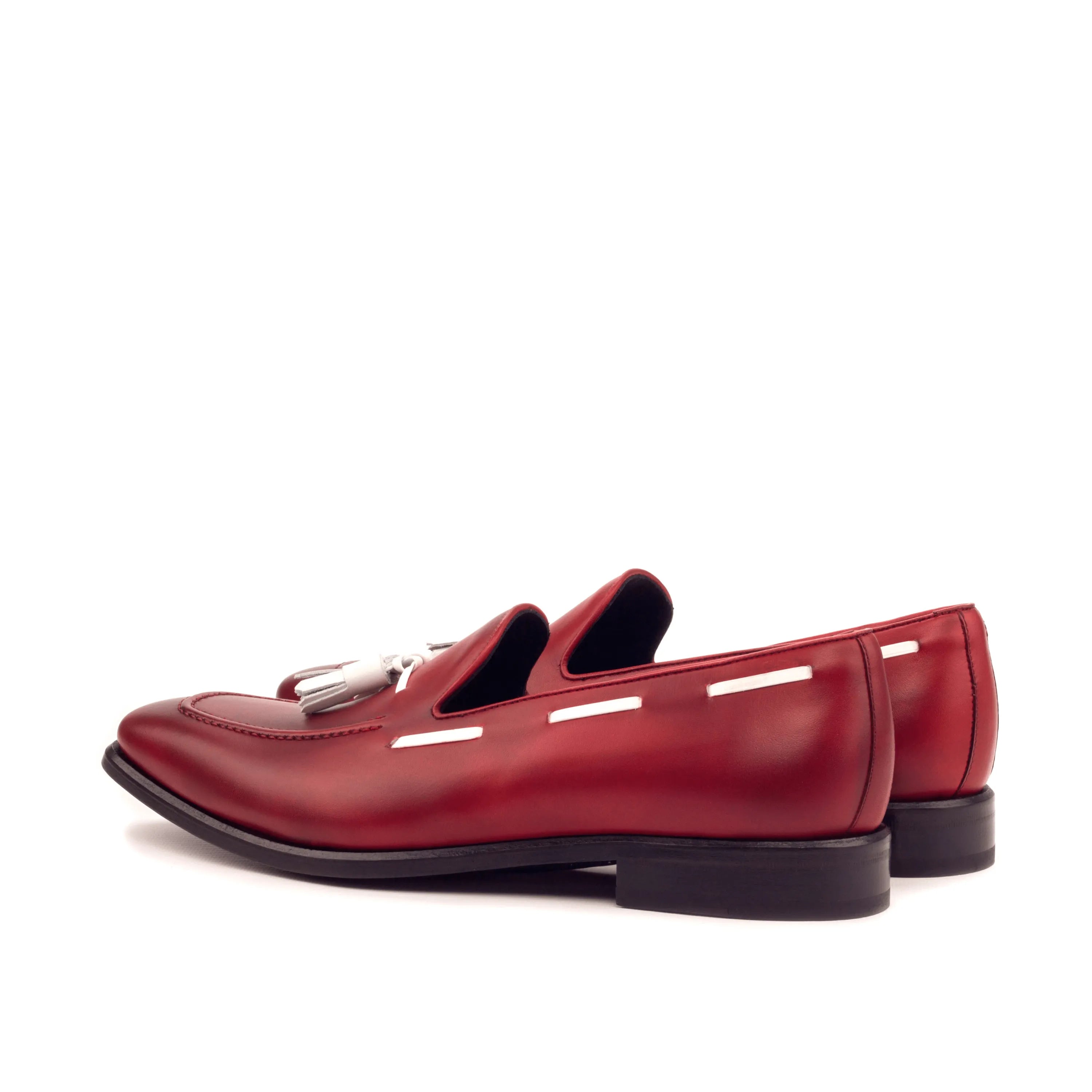 Red Icarus loafers in luxury hand-painted patina leather for men