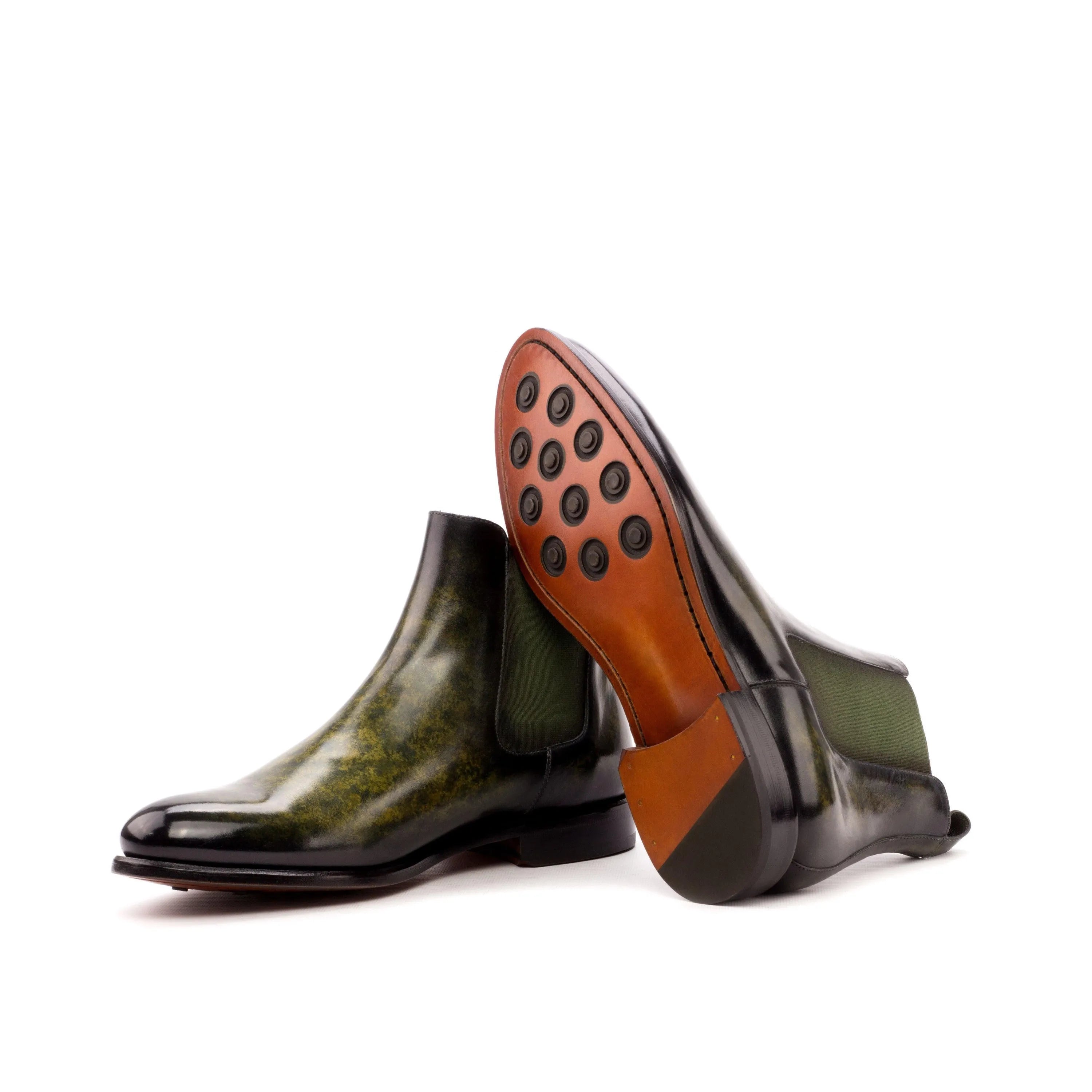 Green and black leather Irish Frank Chelsea Boot II