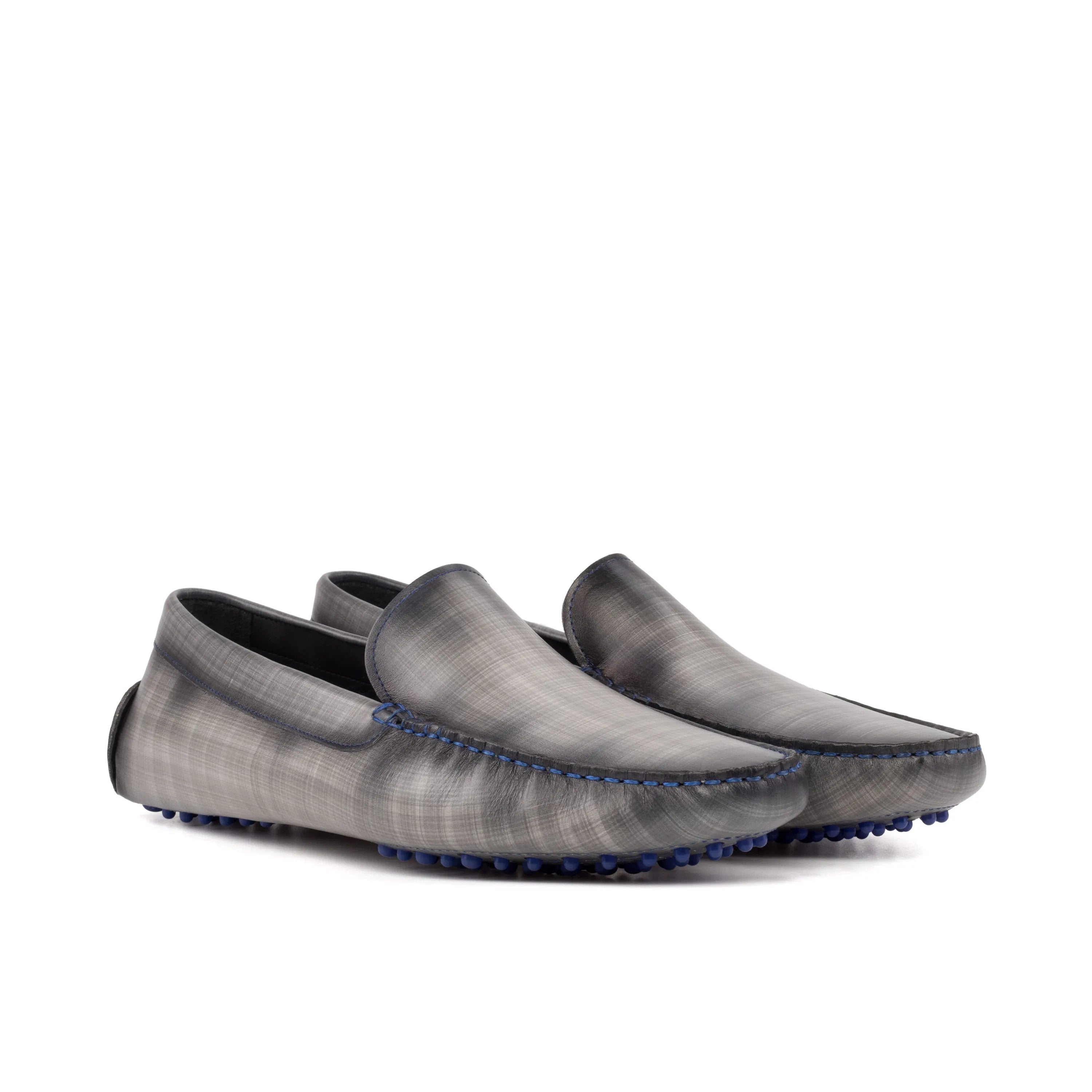 Jarolds Patina Driver gray leather driving loafers
