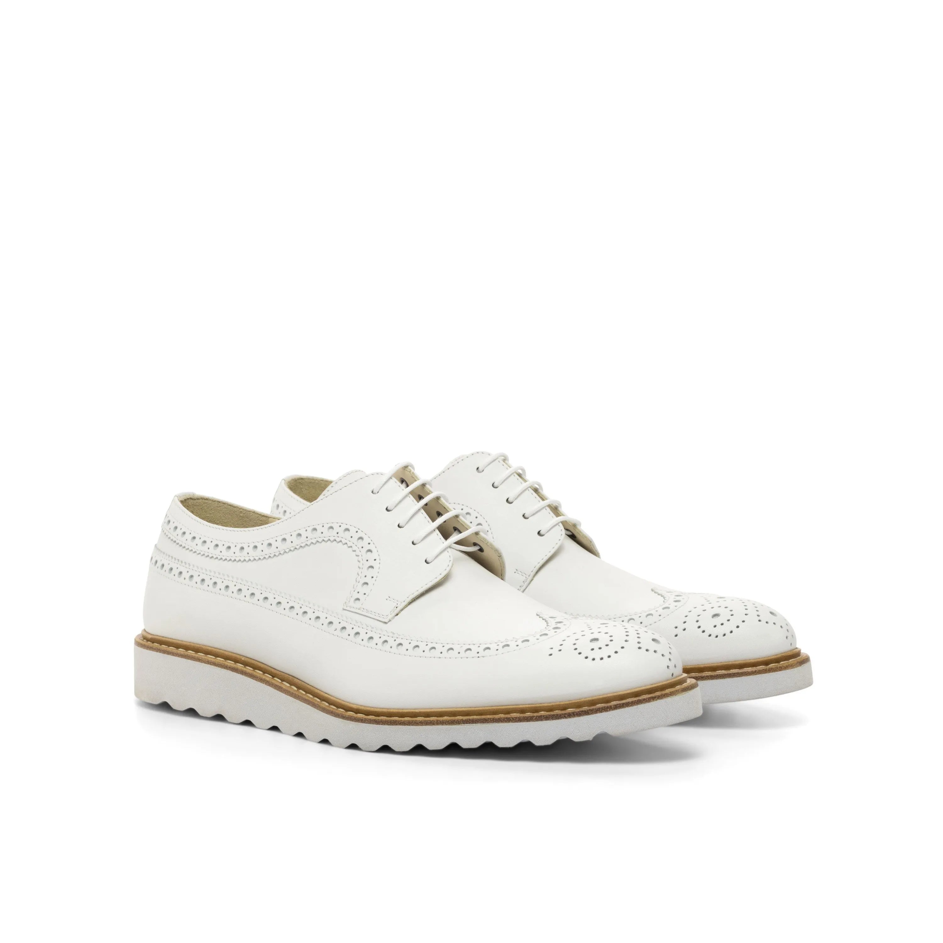 Jay longwing blucher shoes in white leather wingtip design