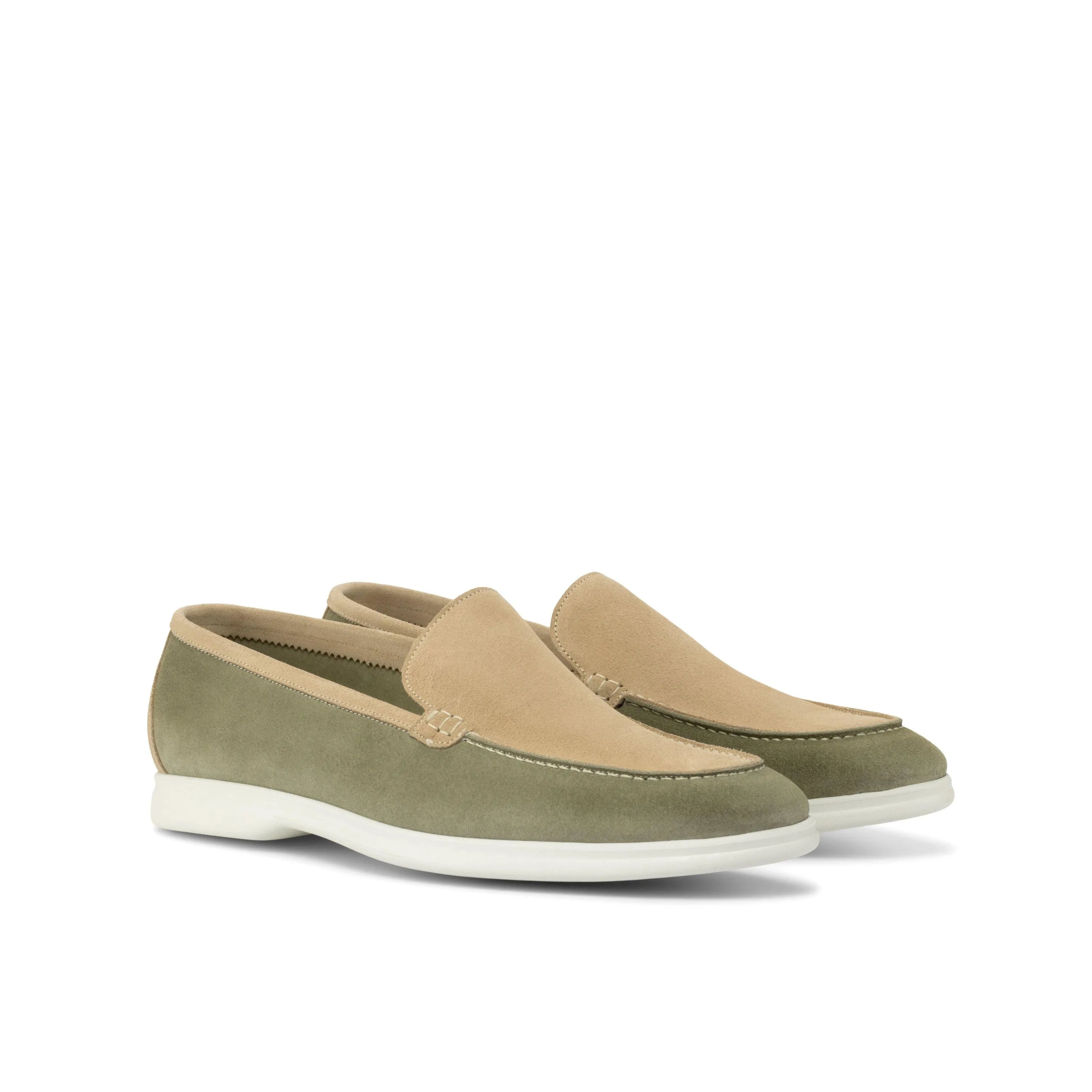 Two-tone leather Juan Moc Flex shoes rear view