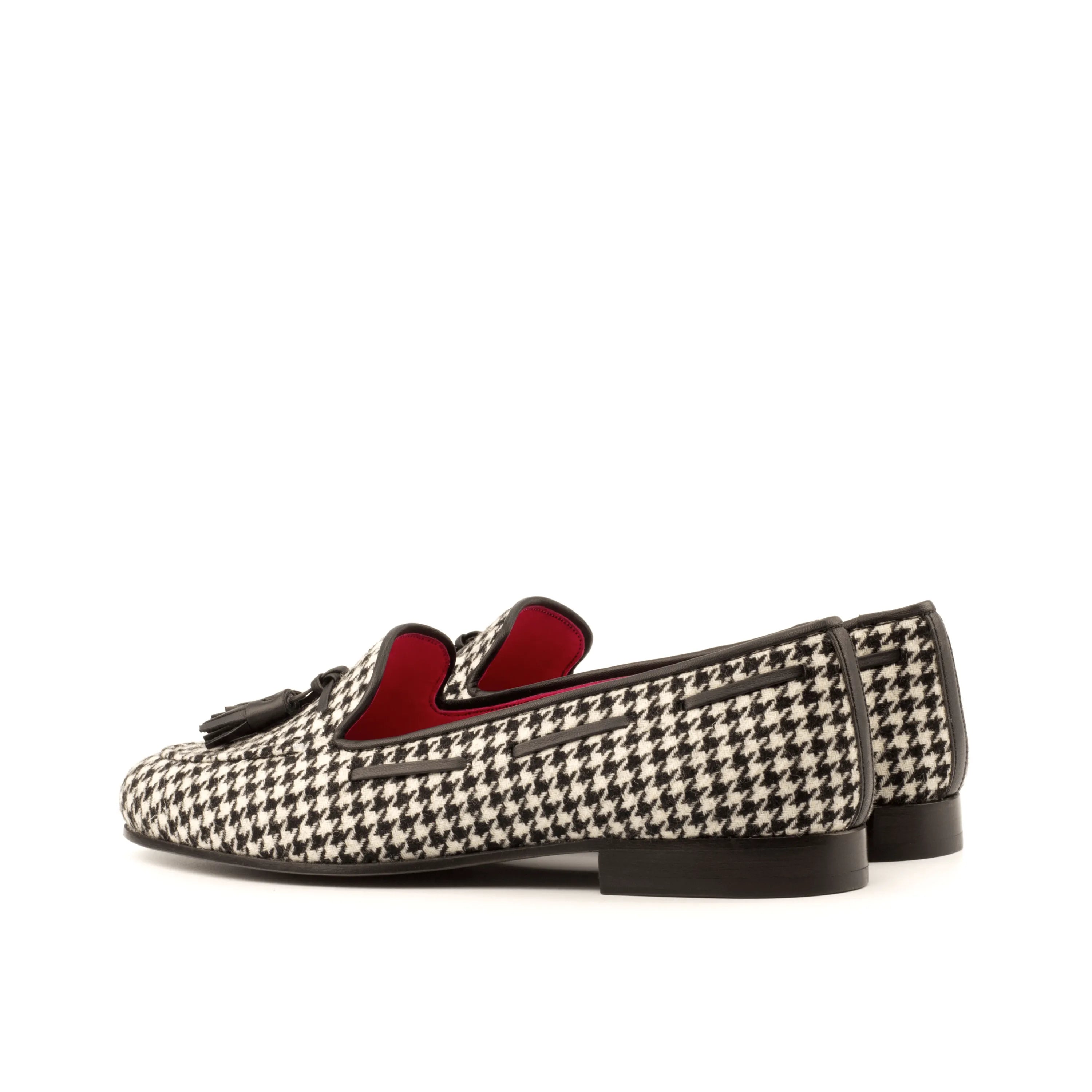 Julia Rose ladies rose ladies slipon houndstooth calf leather tassel loafers