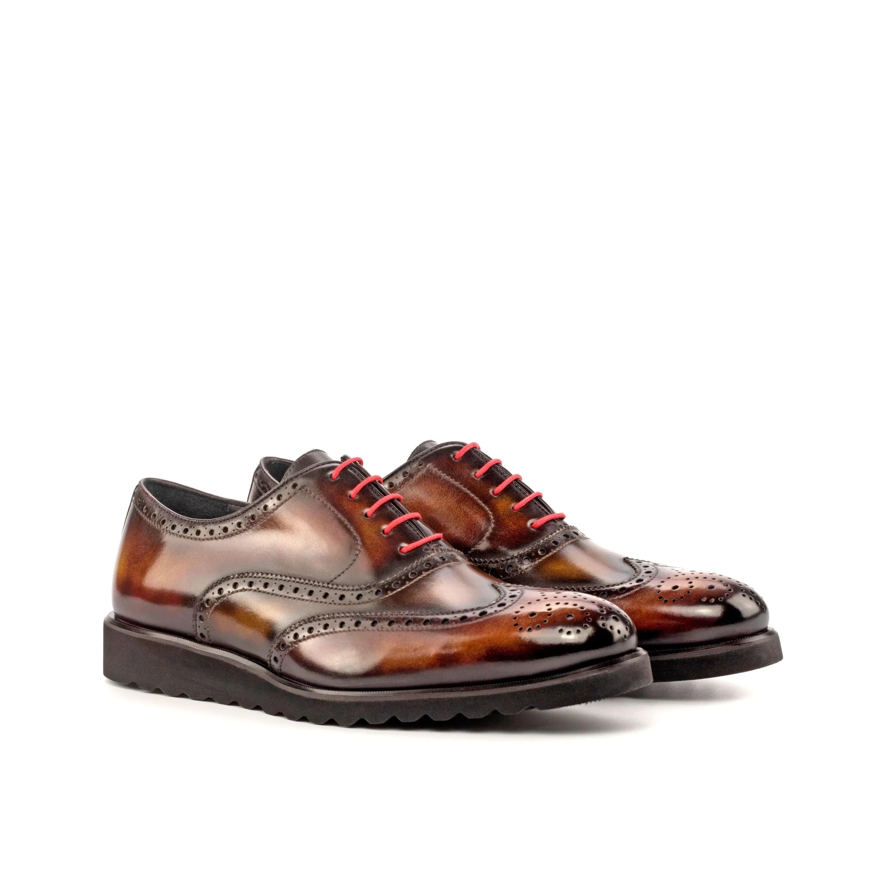 Junior Patina Full Brogue shoes in brown leather with brogue patina