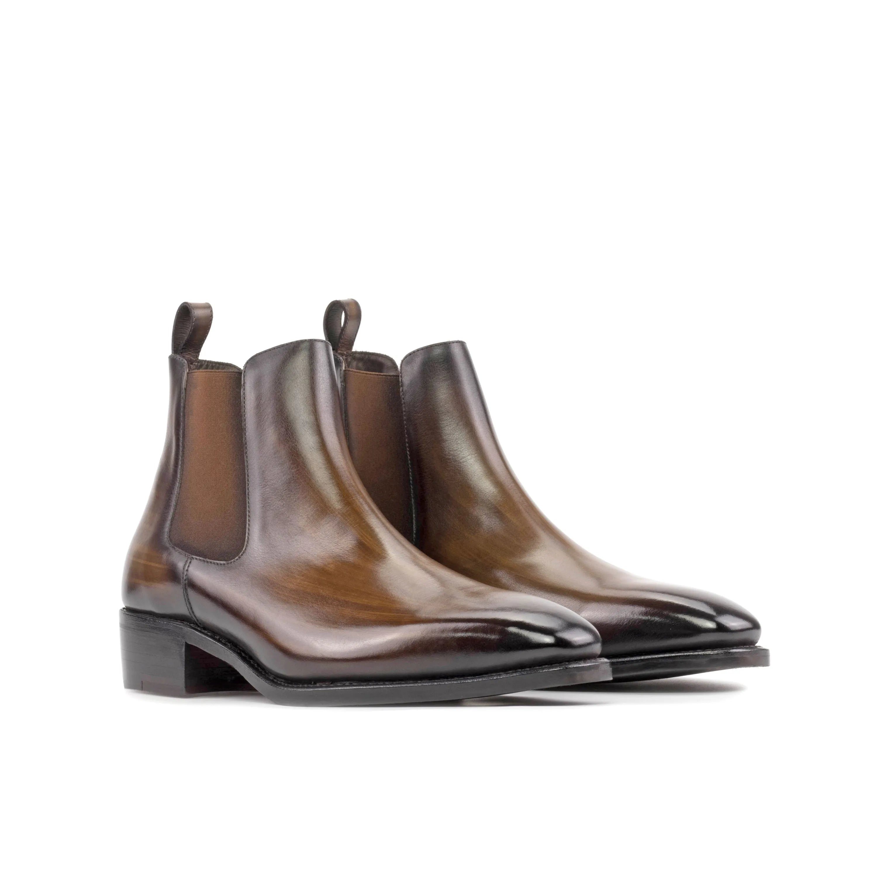 Kingcharl Patina Chelsea boots: pair of brown leather Chelsea boots