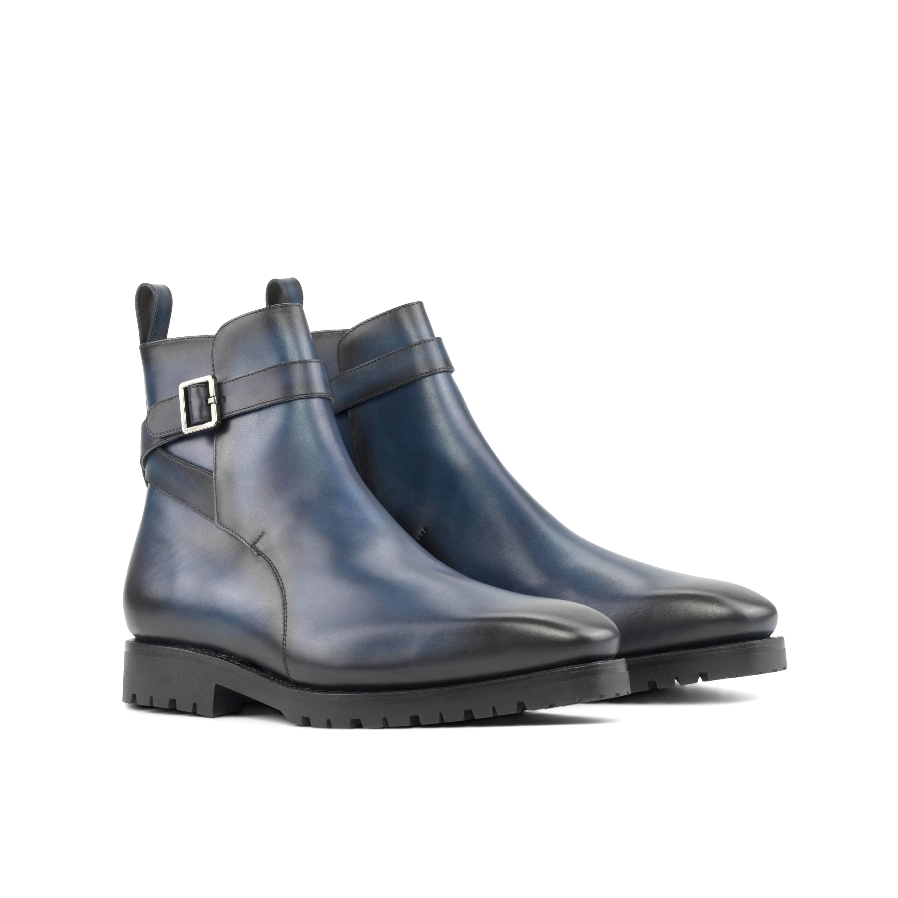 Klavin Jodhpur Boots in blue leather, ankle-high design