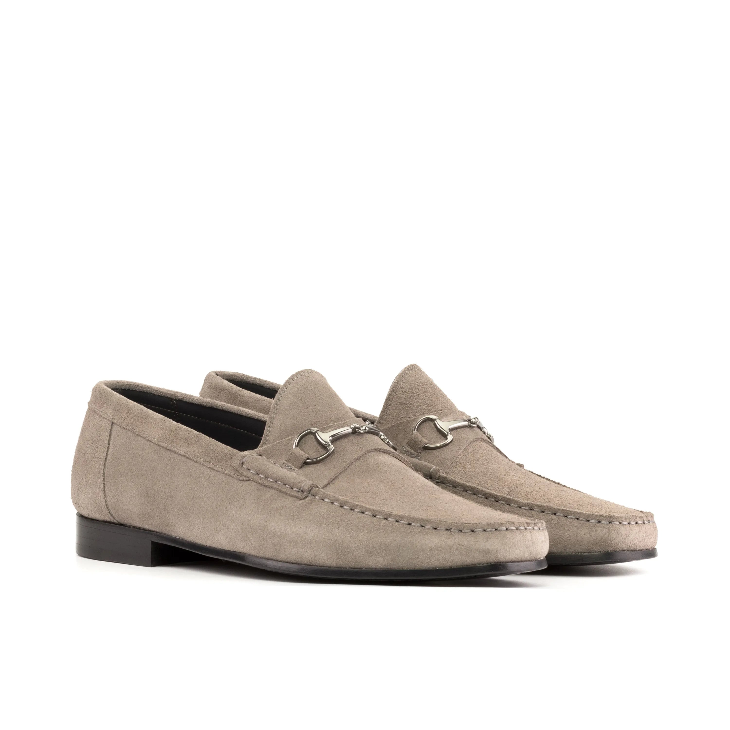 Lecee moccasin gray suede loafers luxury bespoke shoes for men