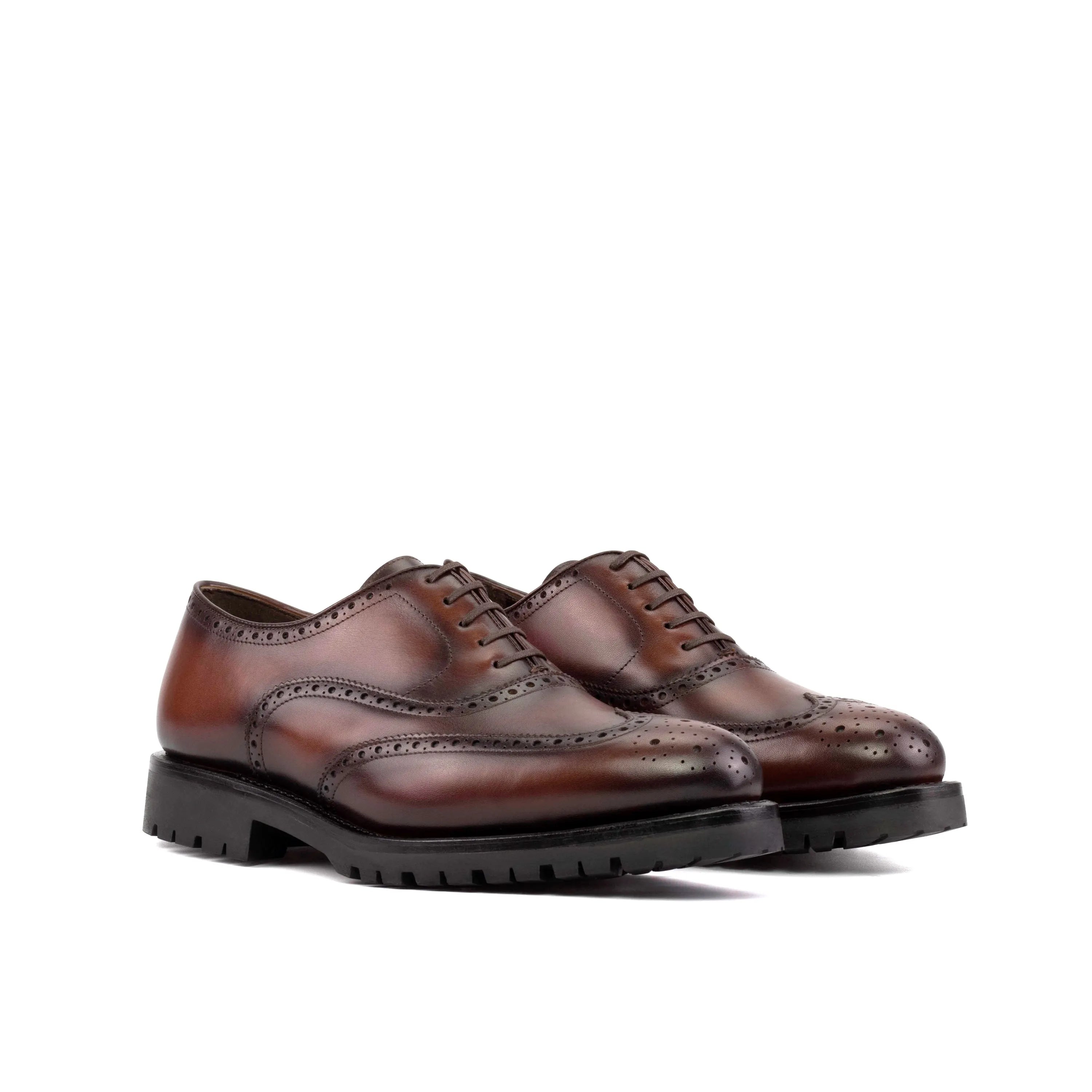 Burgundy leather Leehom full brogue dress shoes in fast lane style