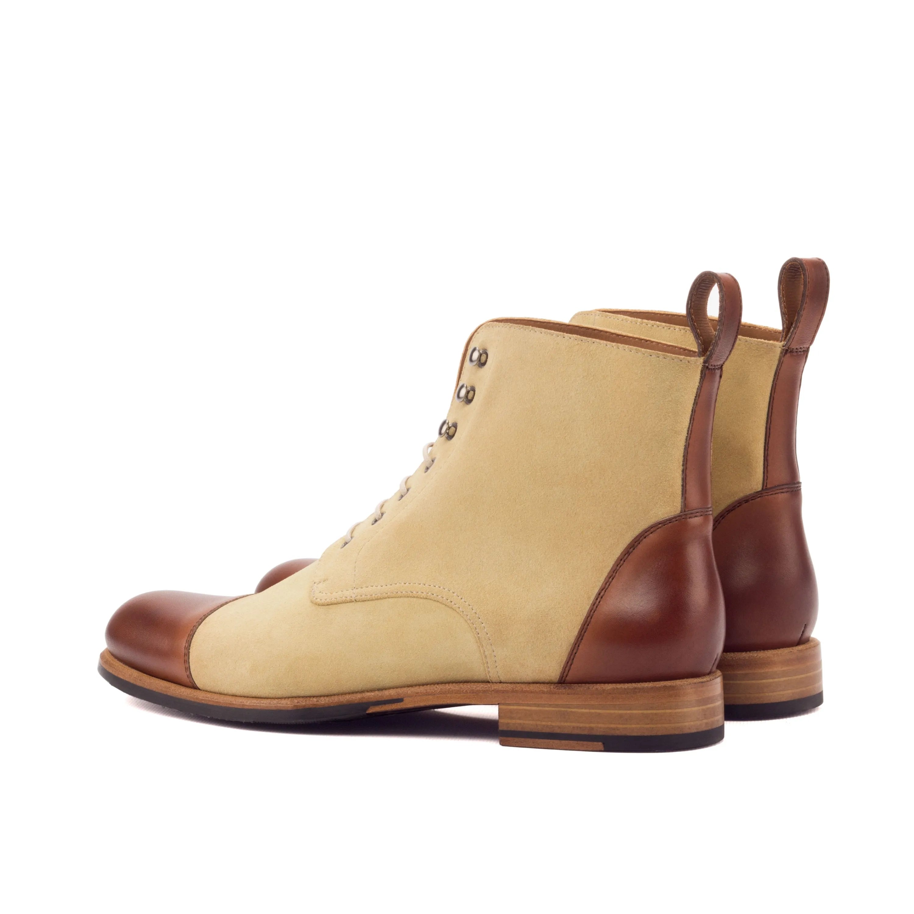 Lilian ladies captoe boots: two-tone leather ankle design