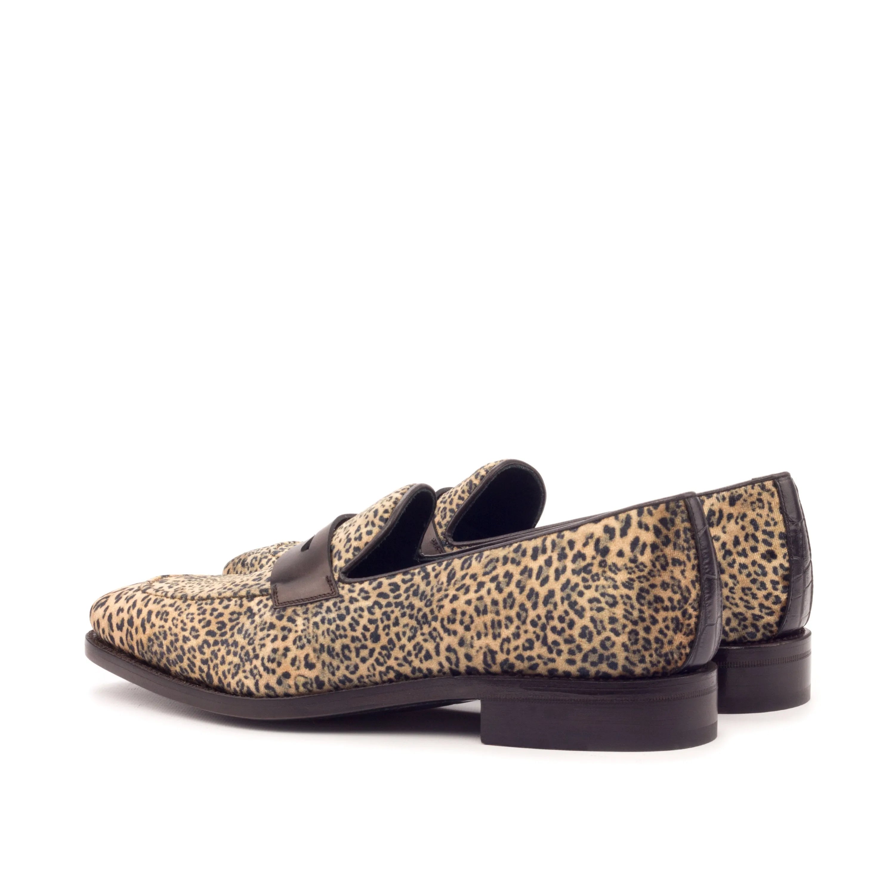 Livernois loafers in leopard print leather, luxury bespoke shoes for men
