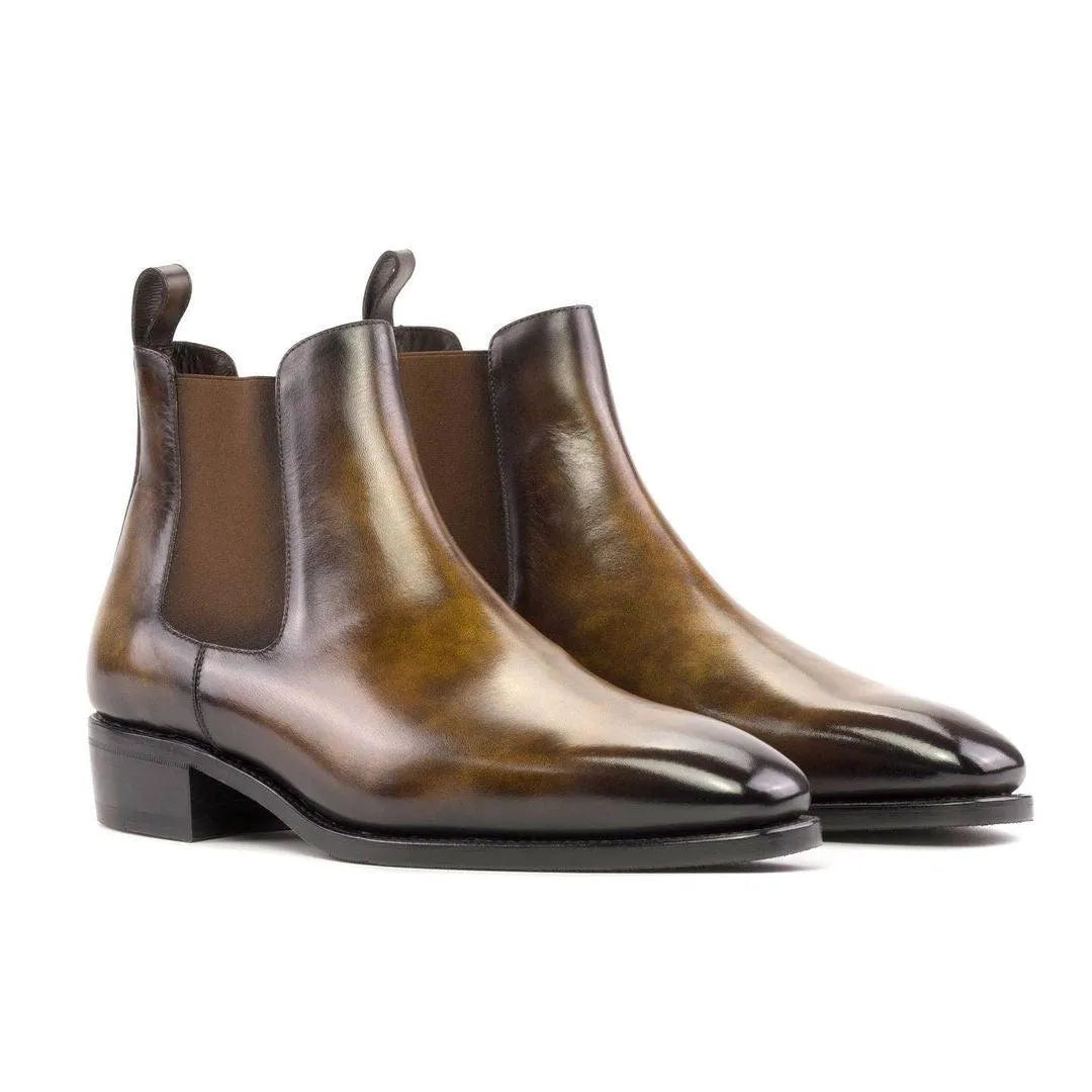 Lorenzo patina Chelsea boots pair of brown leather Chelsea boots