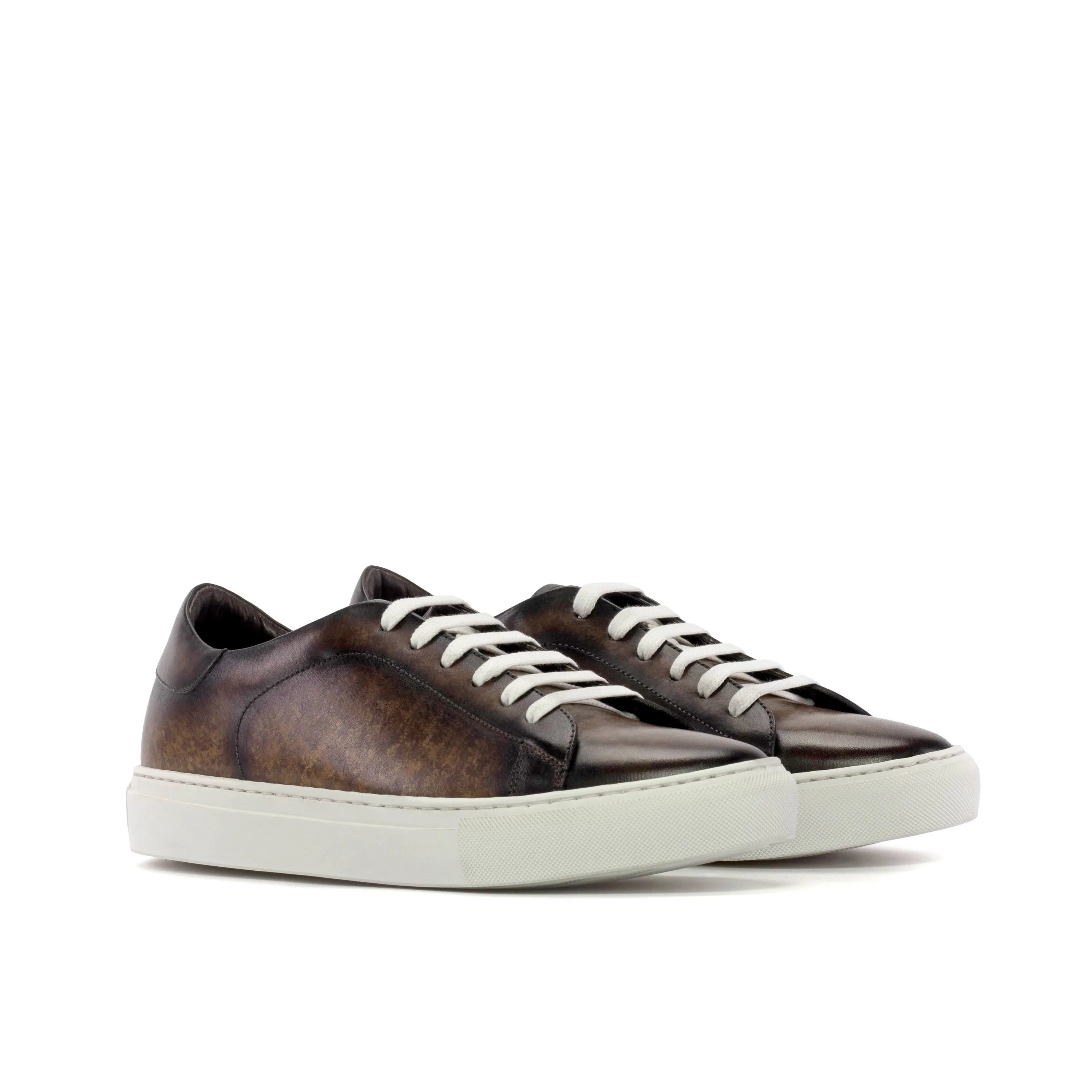 Brown Luminous Trainer Patina Sneaker with white cupsole