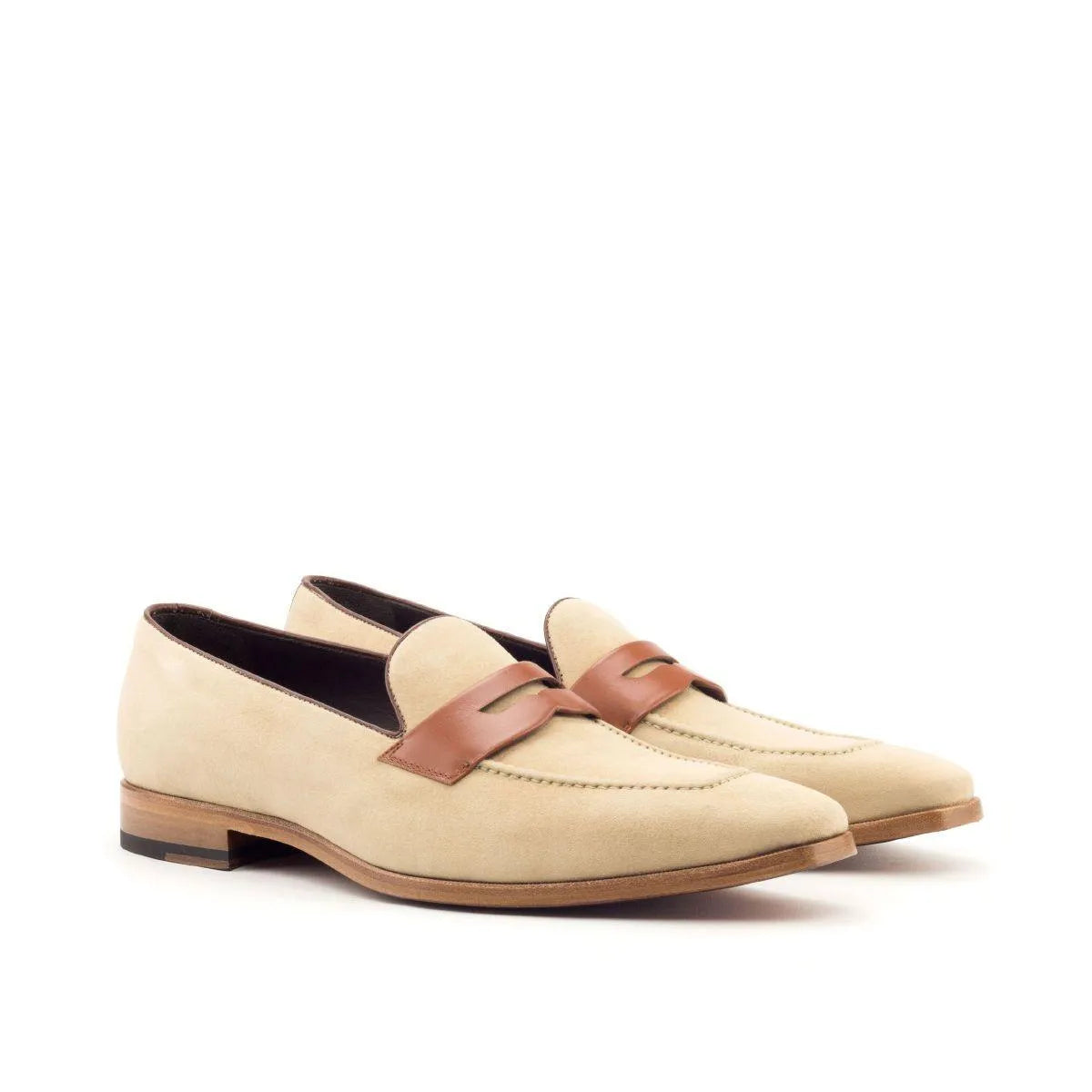 Madi loafers in beige box calf luxury bespoke shoes for men