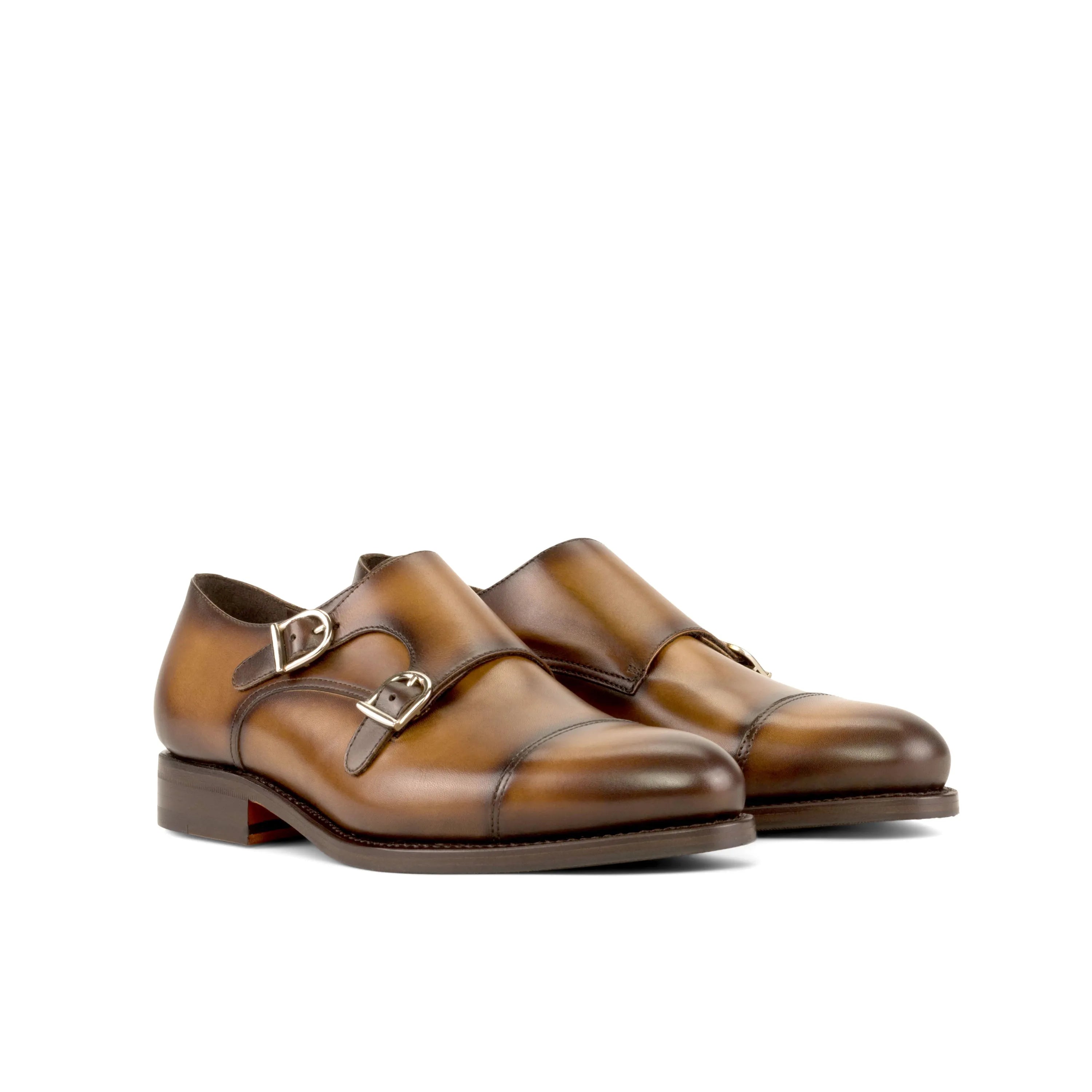 Majesty Double Monk brown leather double monk strap shoes