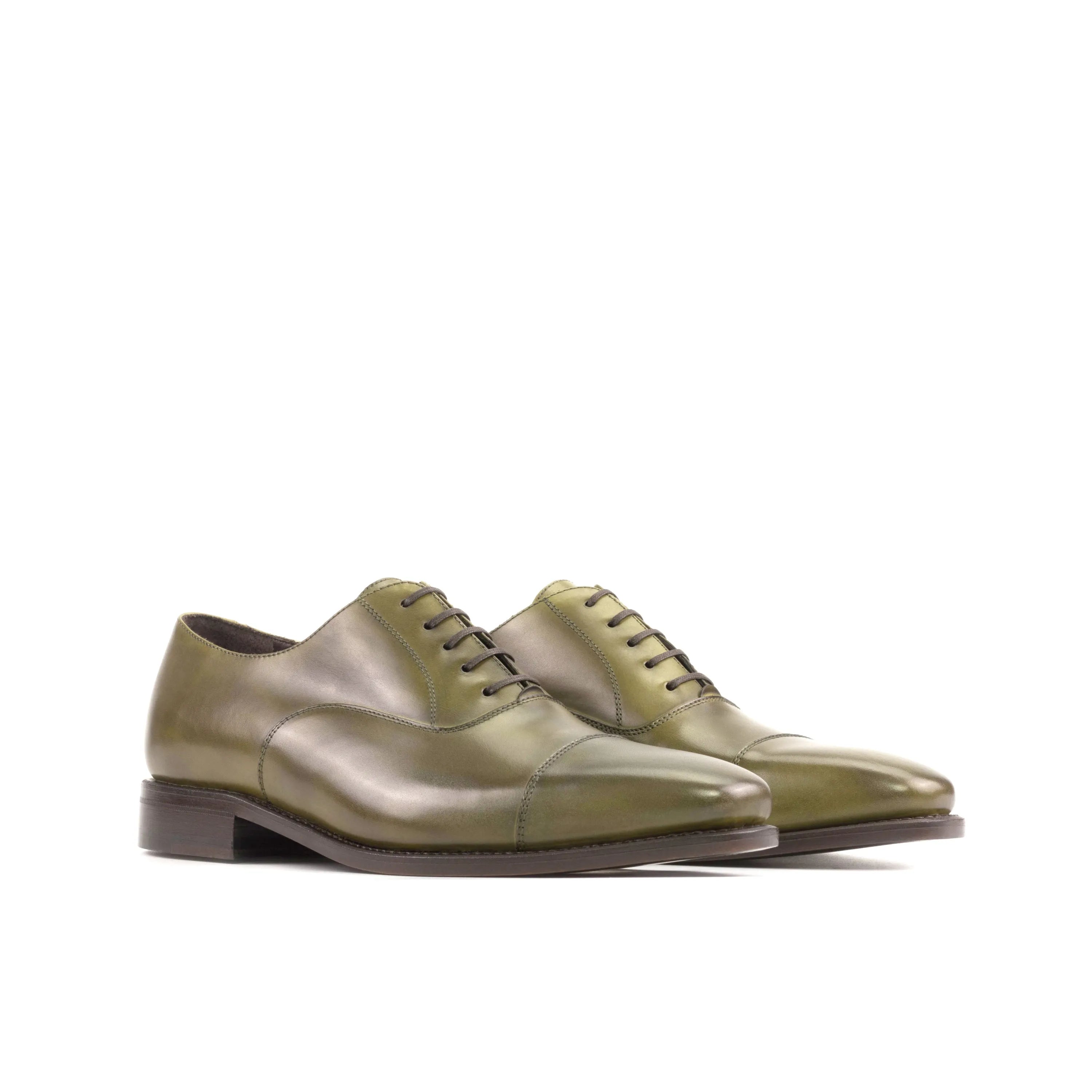 Malkom Oxford Shoes in olive green leather, fast lane style