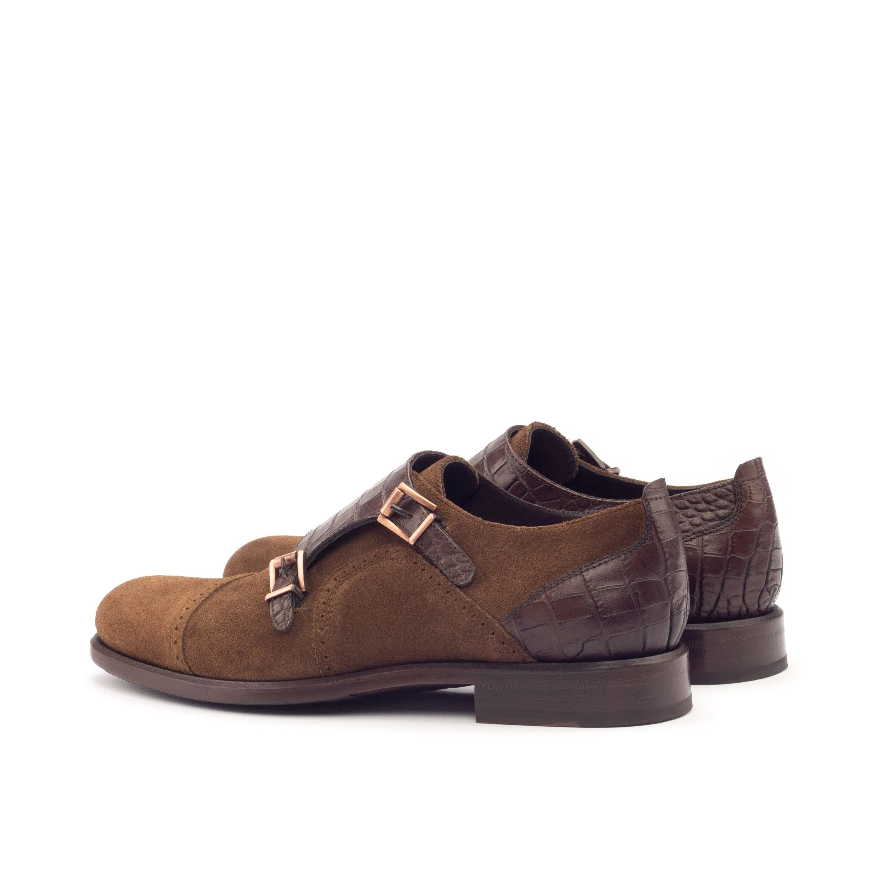 Brown leather Mary Woman Double Monk II shoes back view