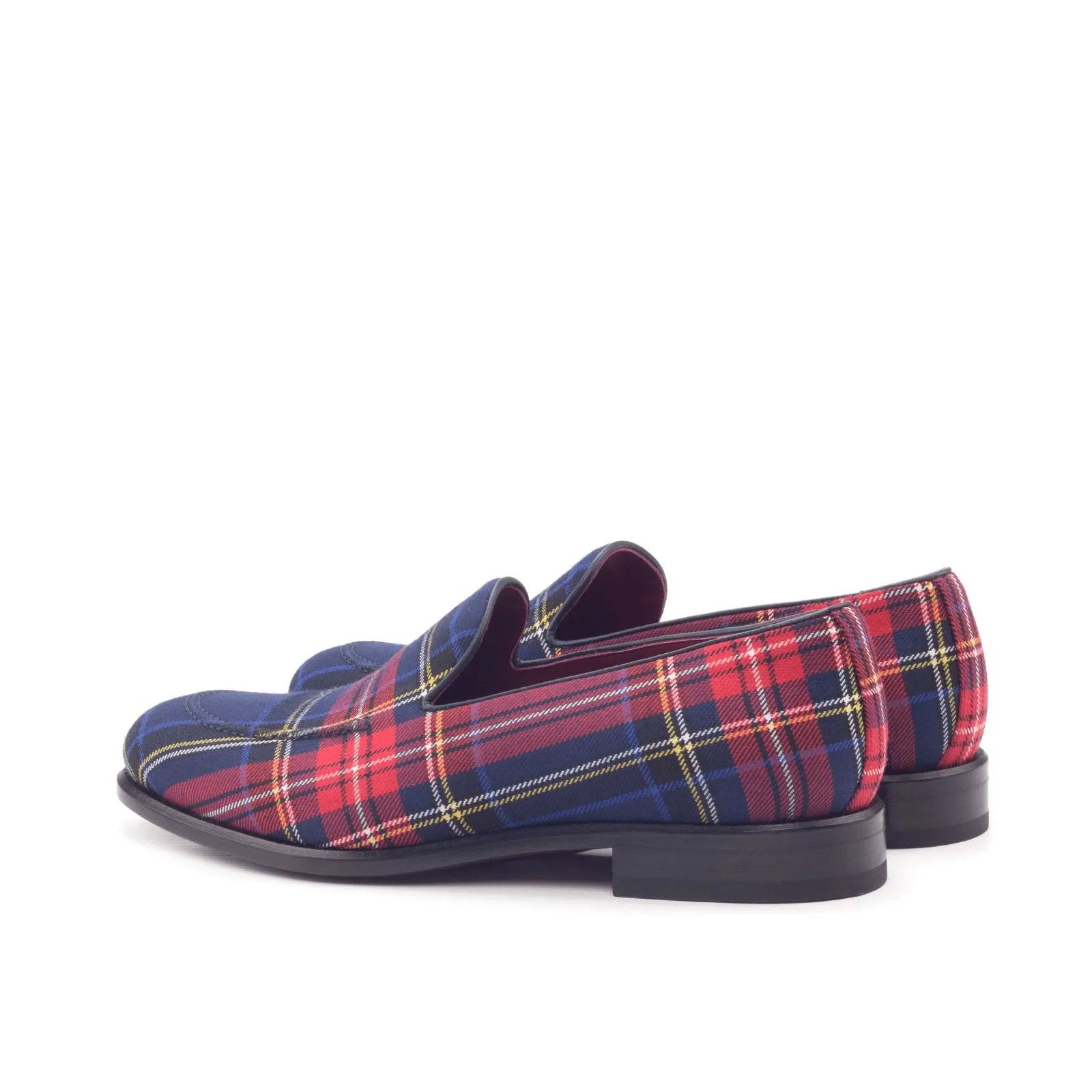 Master windowpane loafers in plaid pattern, back view