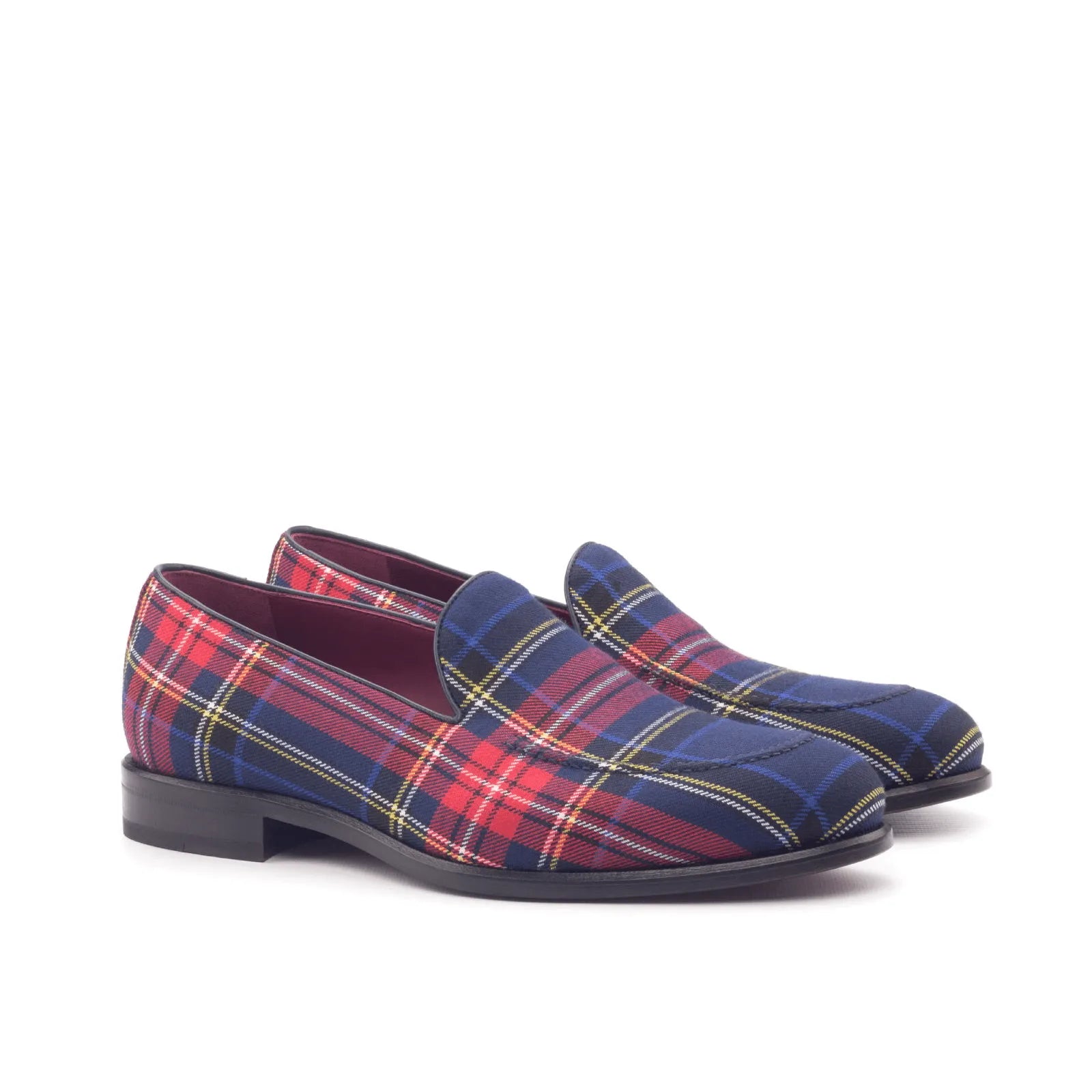 Master windowpane loafers in plaid pattern, back view