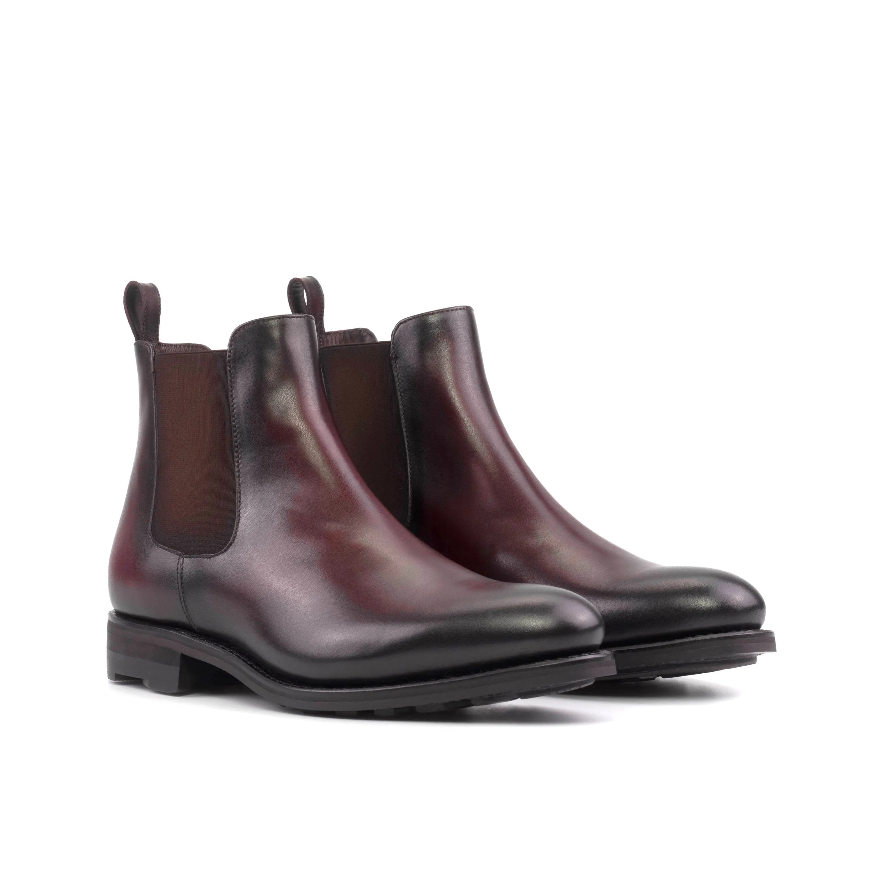 Matterhorn Chelsea boots in burgundy leather, back view