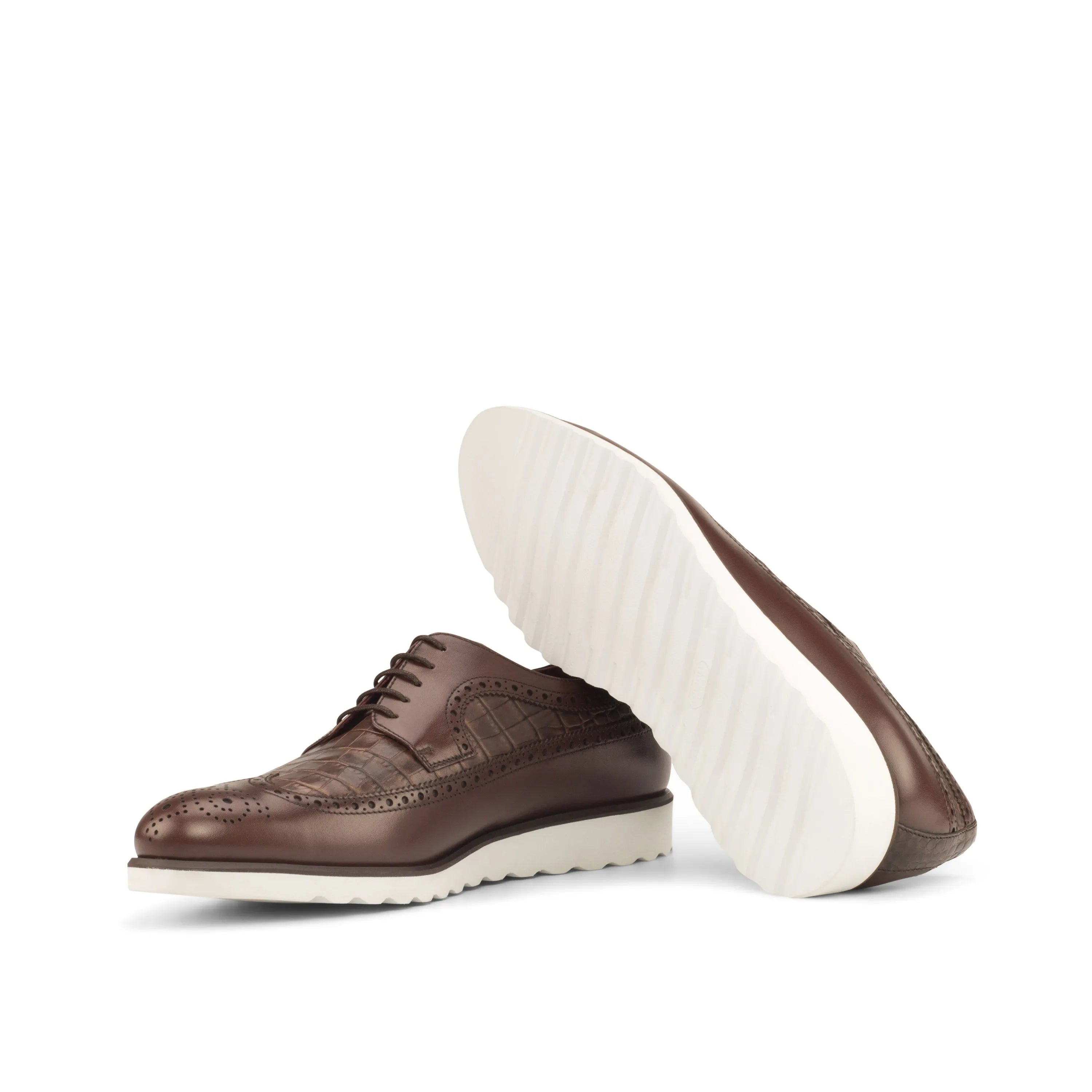 Nevada Longwing Blucher brown leather wingtip dress shoes