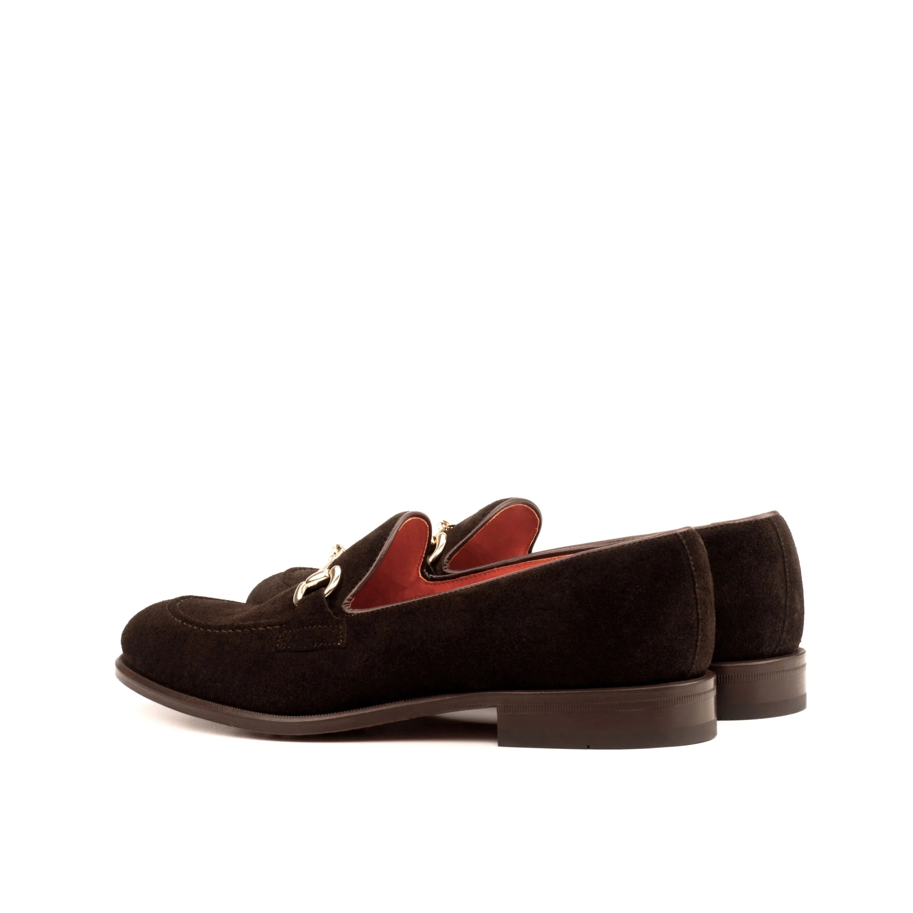 Nndee loafers: brown suede with gold hardware, luxury bespoke shoes for men