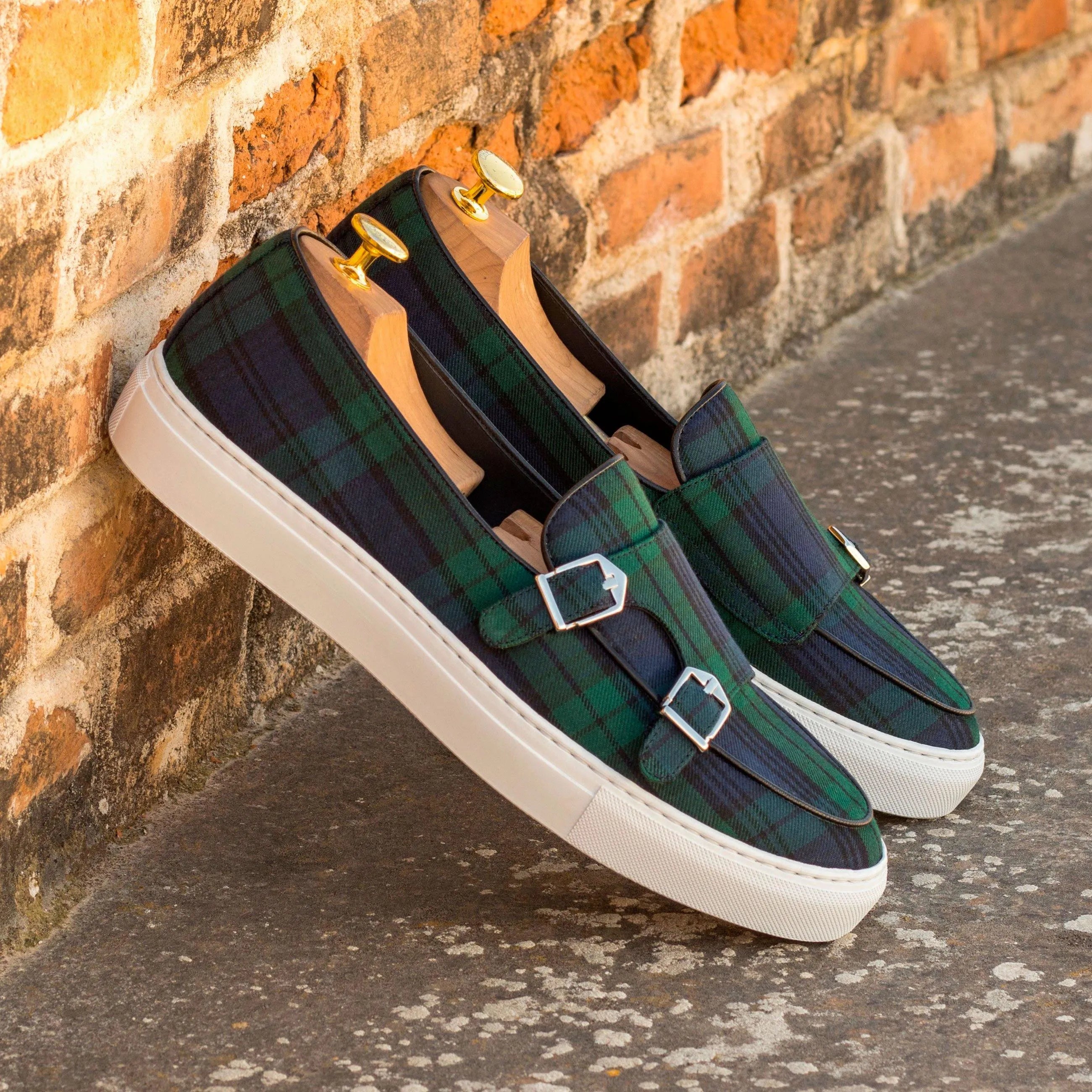 Oliver monk sneaker with plaid double monk strap detail