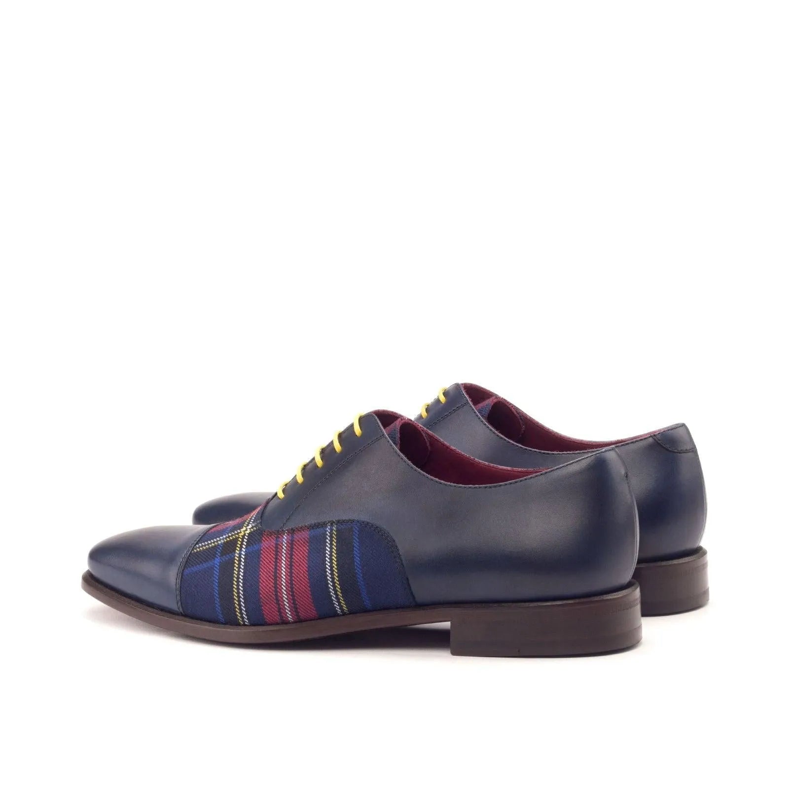 Oliver Oxford shoes: blue leather with plaid accents