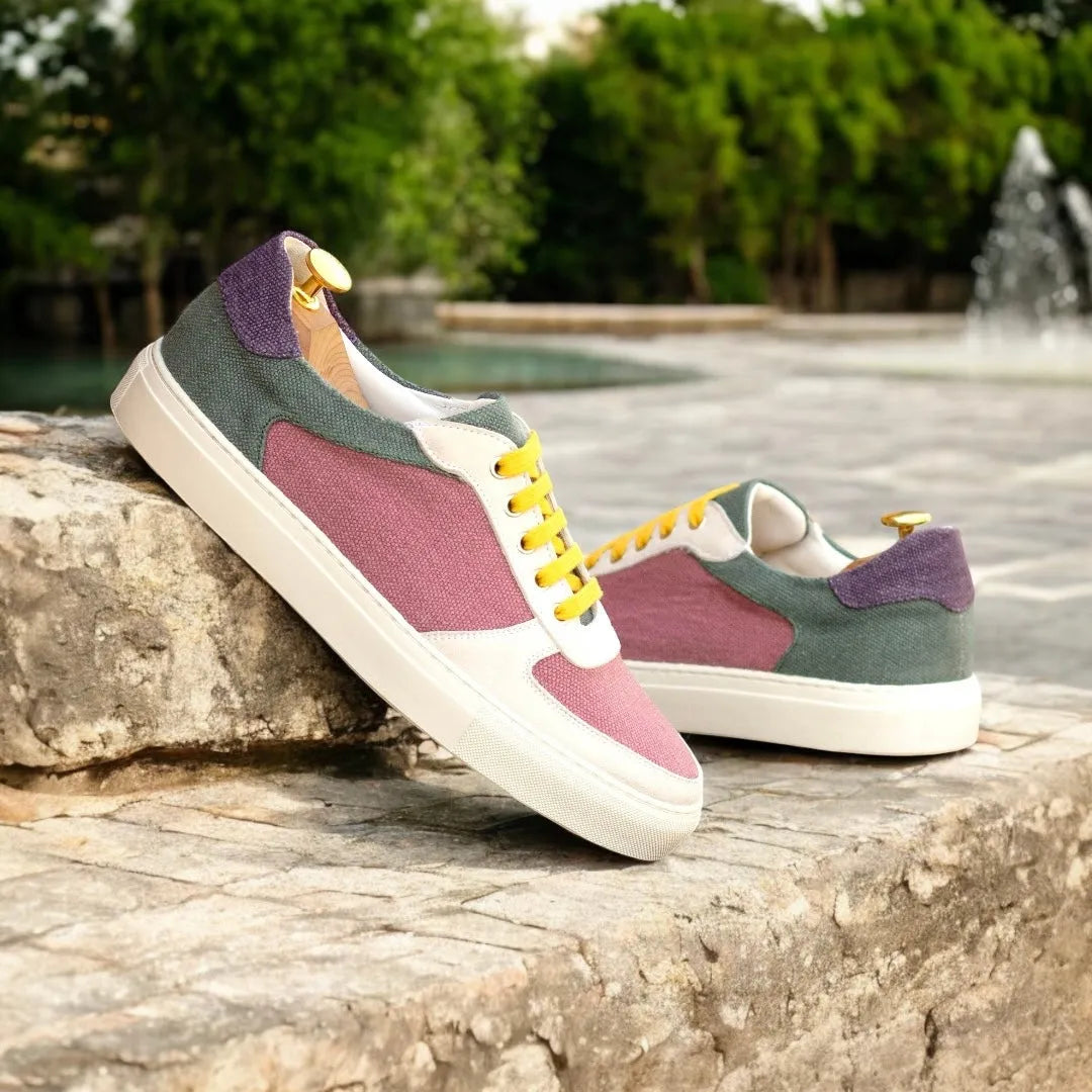 Colorful Ora Low canvas sneakers, luxury bespoke shoes for men