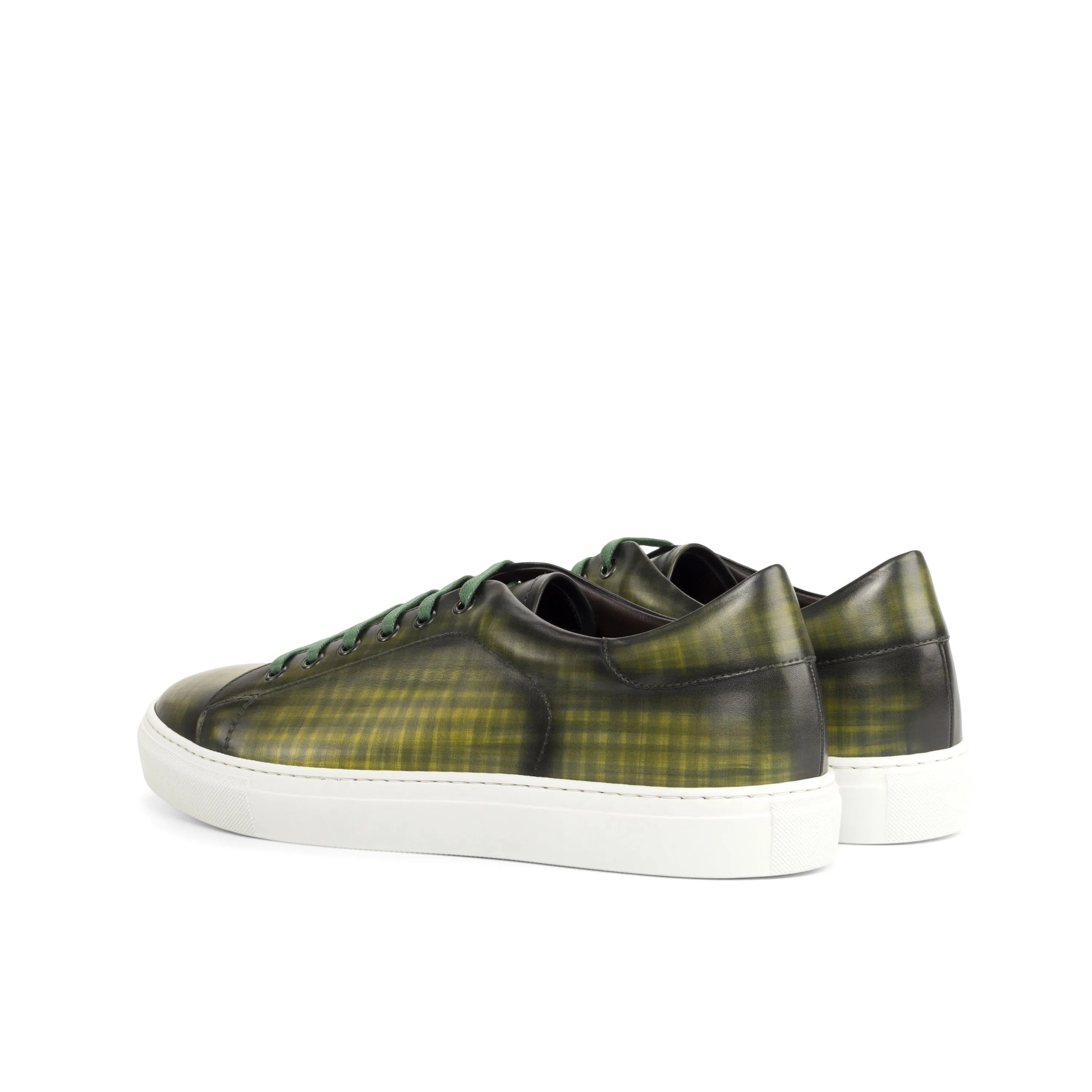Green plaid leather Pauli Trainer Patina cupsole sneakers