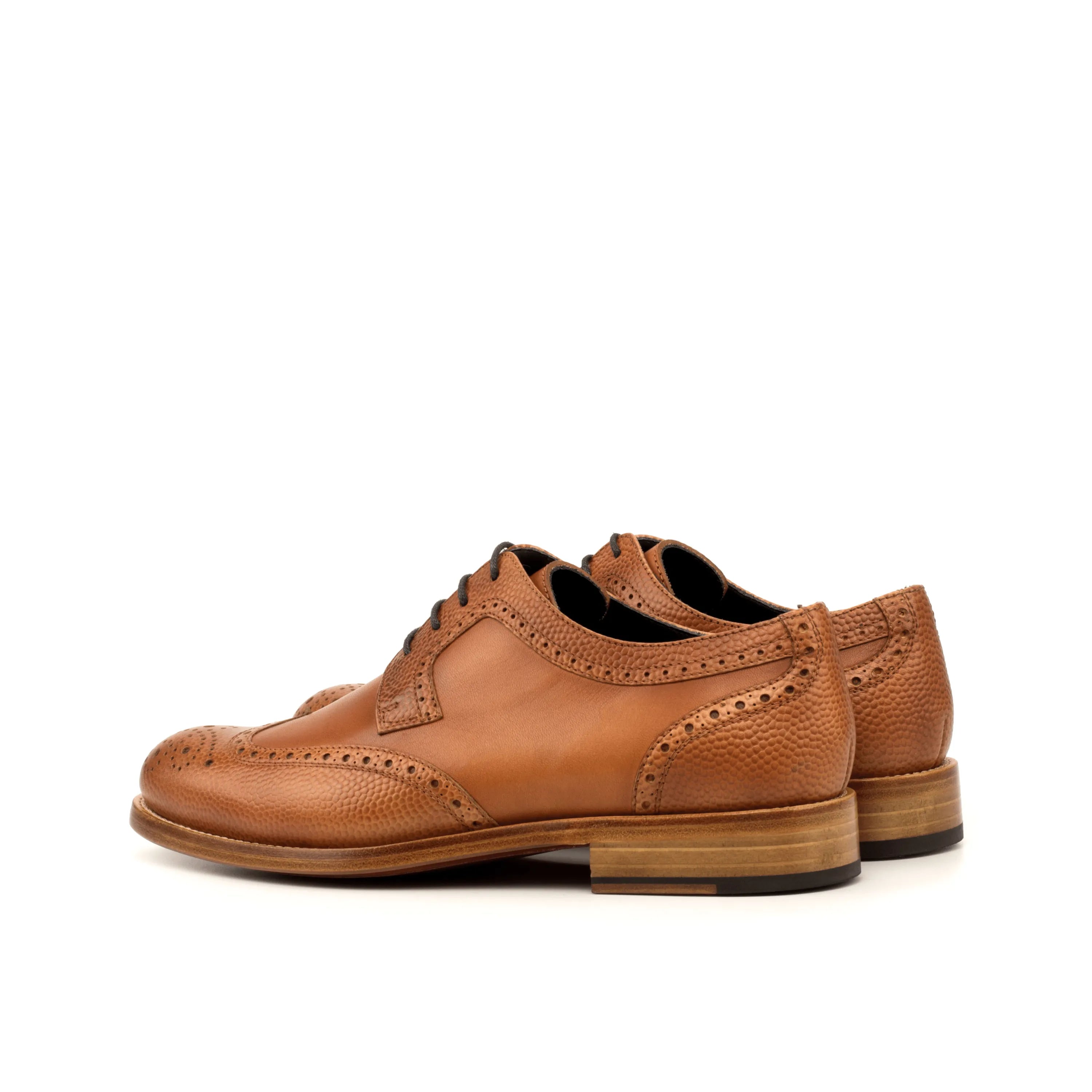 Perla ladies derby wingtip brown leather dress shoes pair