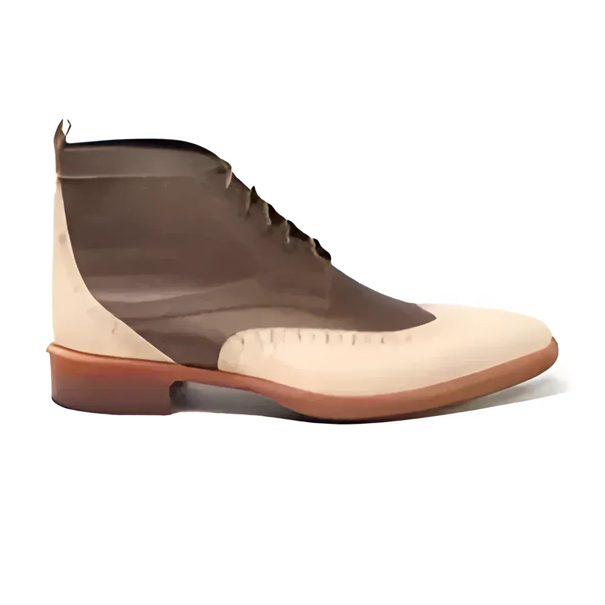 Pretty boy military brogue boots in two-tone Italian leather wingtip