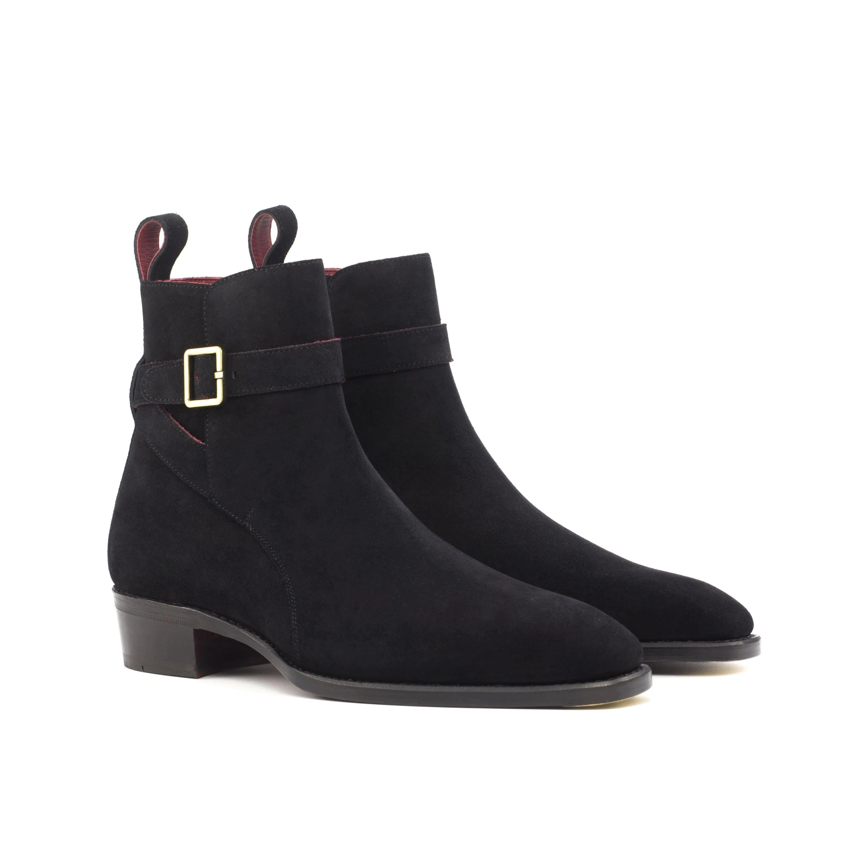 Randy Jodhpur Boots: black suede ankle boots with buckle